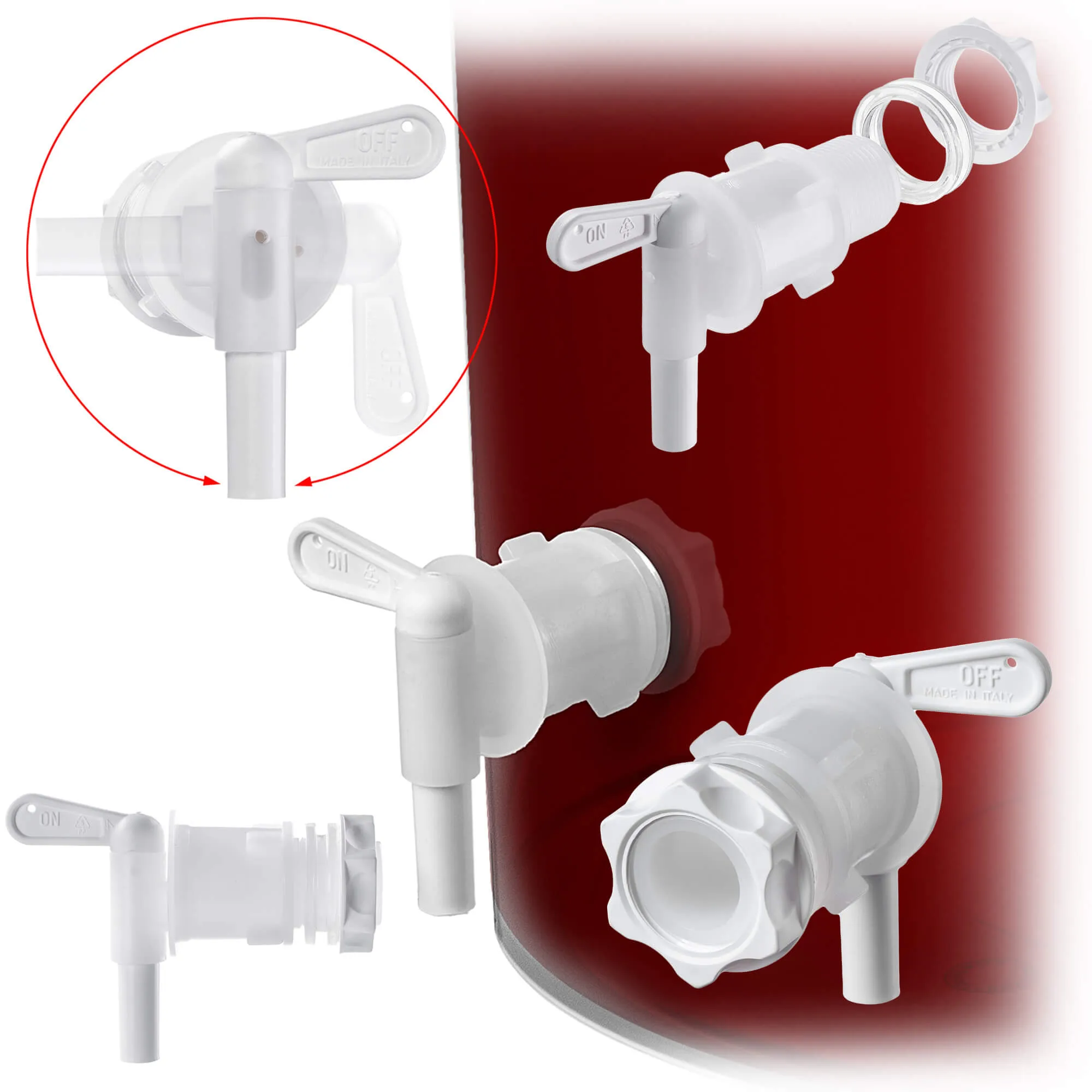 Pasukamas čiaupas Vazia fermentacijos indui, baltas