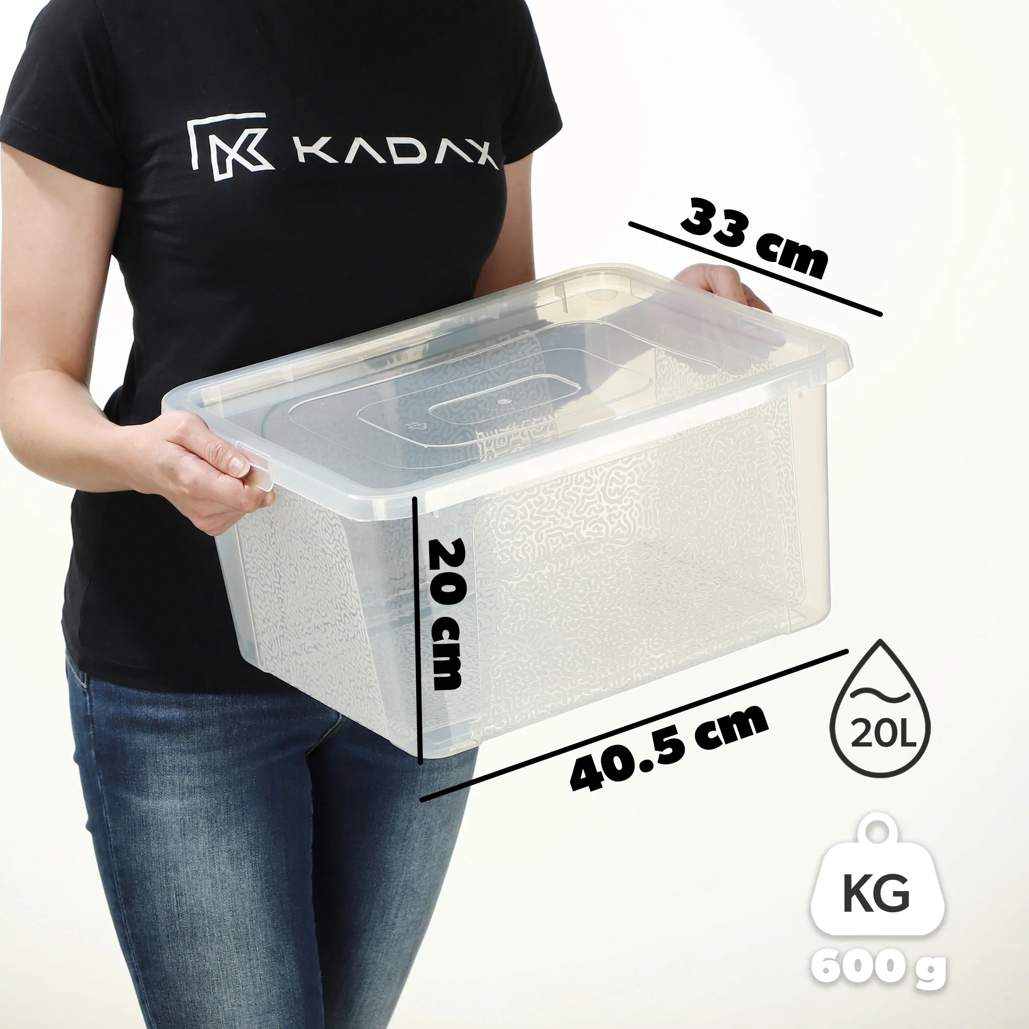 Dozza 20 litrų laikymo konteineris su dangčiu, bespalvis