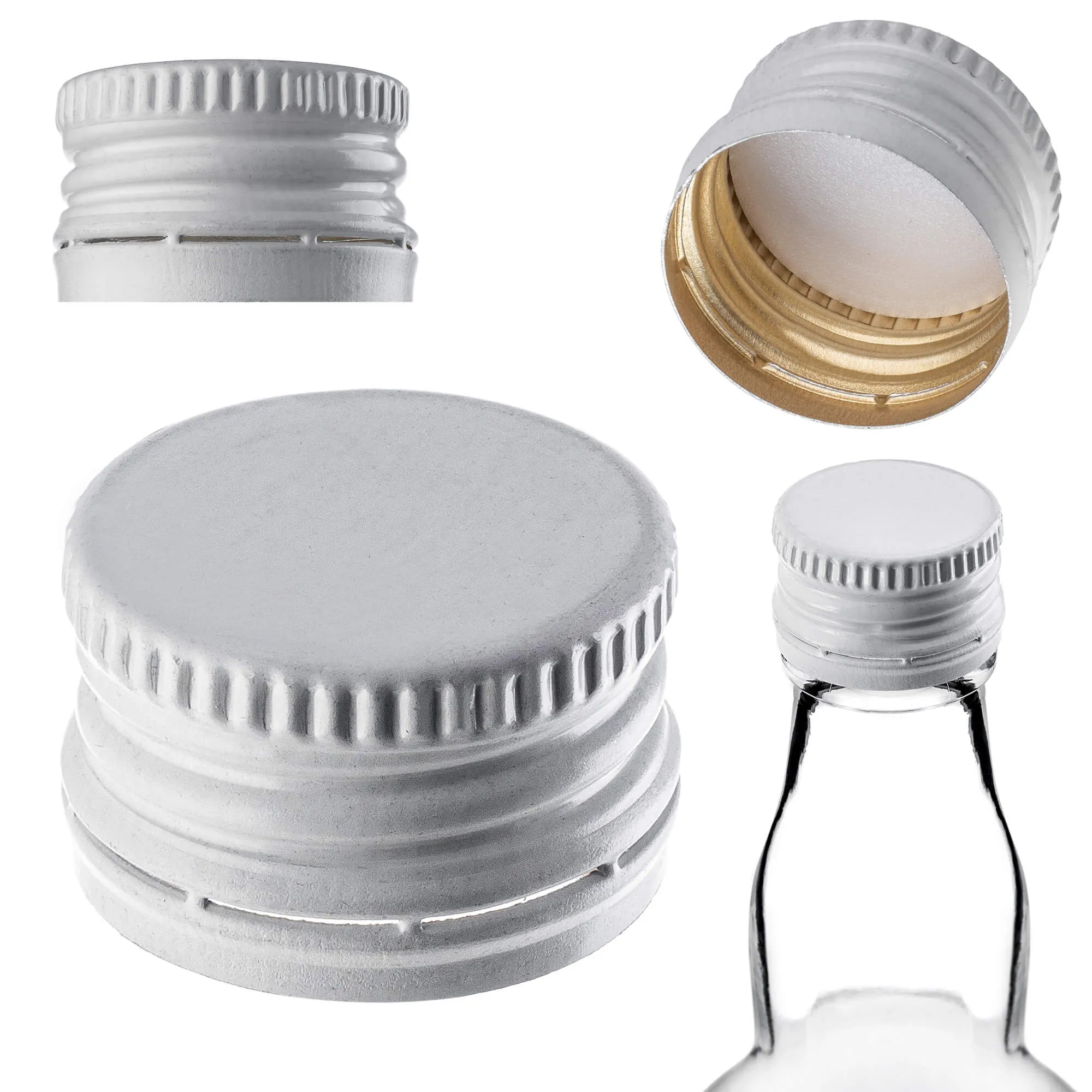 Annot aliumininiai butelių kamšteliai, 28 mm skersmens, balti, 10 vnt.