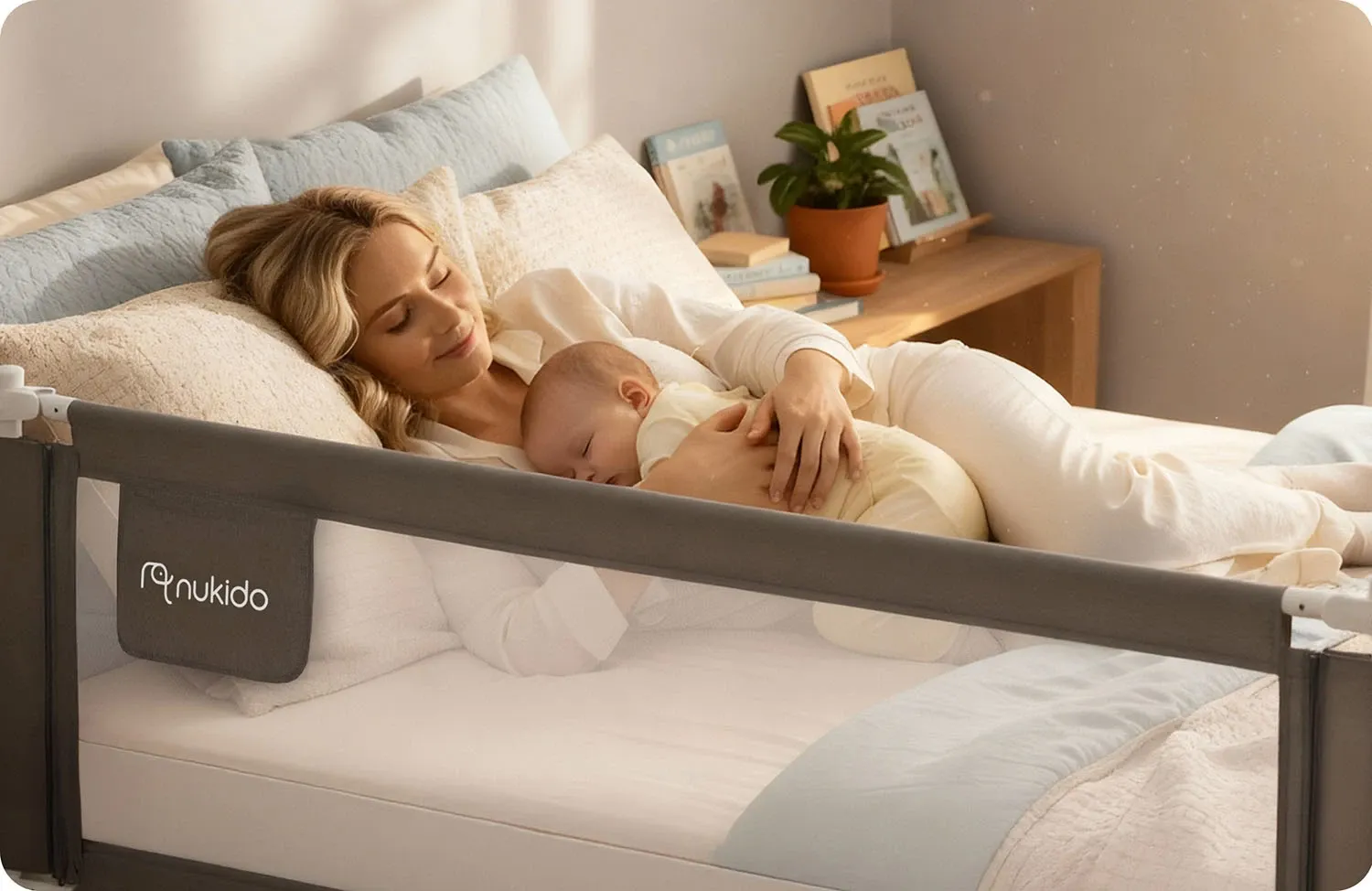 Apsauginė lovos užtvara, apsauginiai varteliai, spyna, 180 cm, Nukido NK-227, pilka - nuotrauka 1