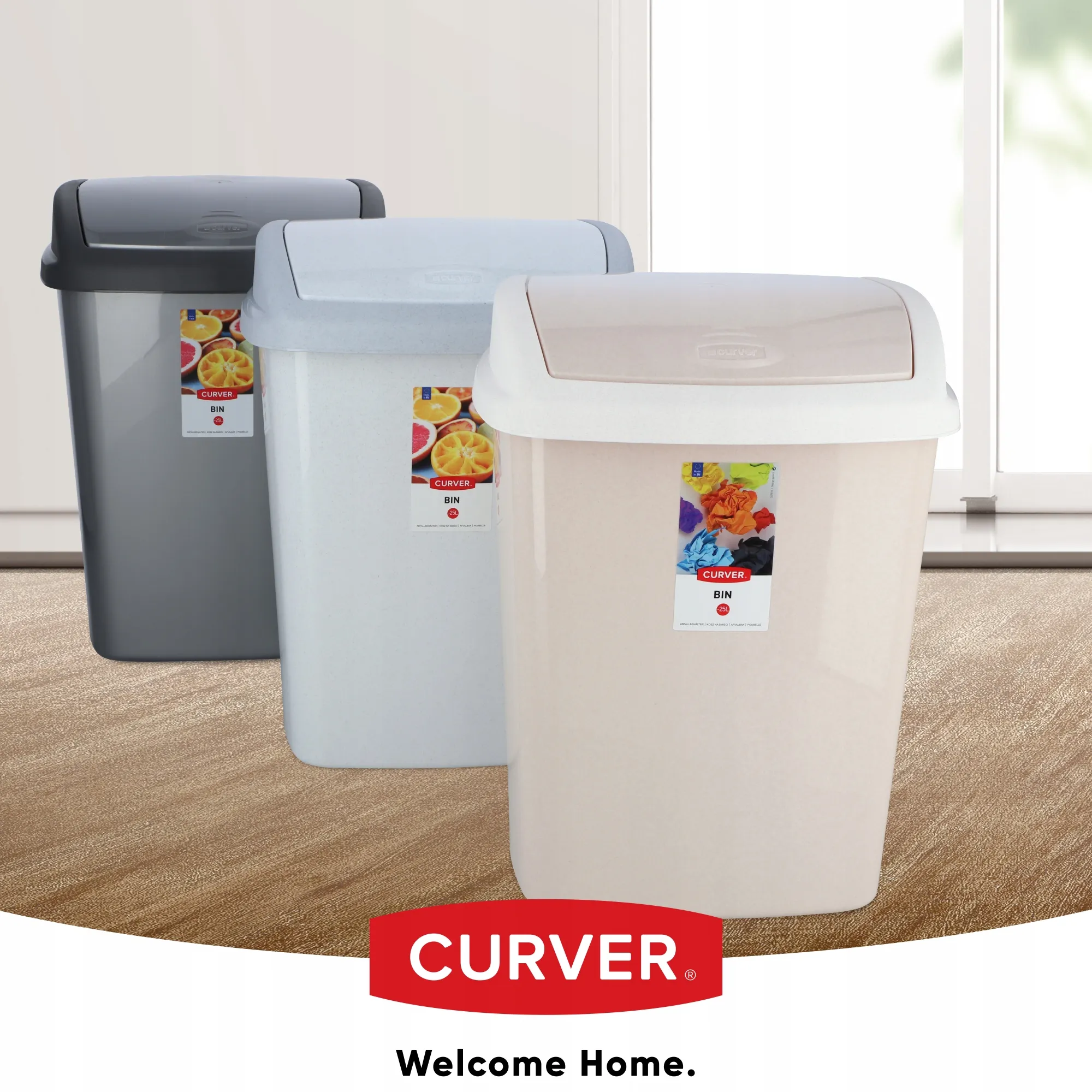 Curver Dominik 10 l pakreipiama šiukšliadėžė, granito spalvos