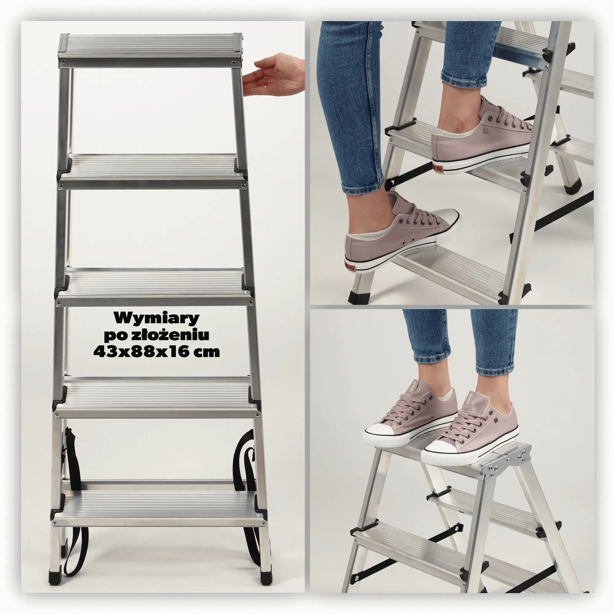 Molde aliuminio kopėčios su platforma, 4 pakopų, 125 kg