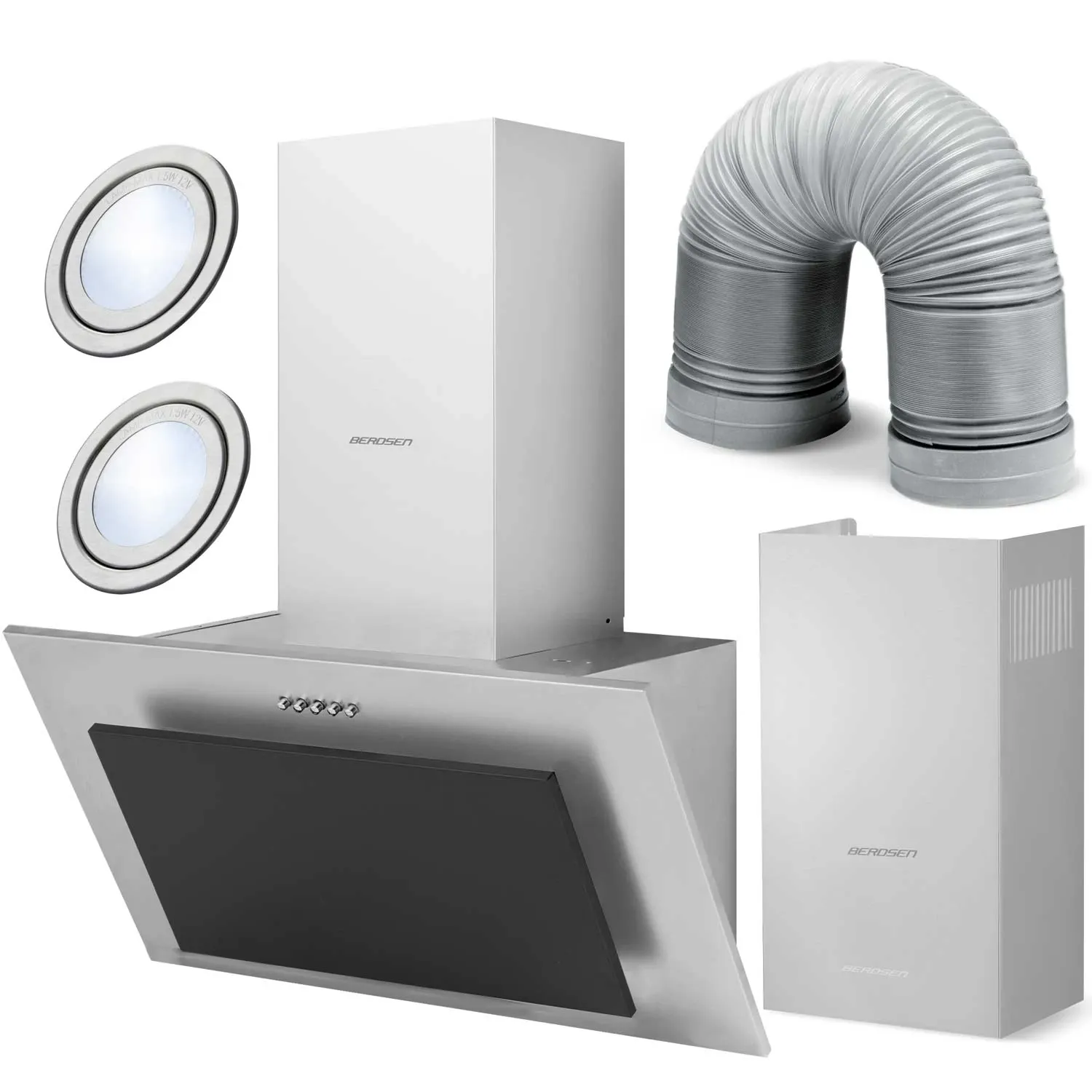 Gartraukis su kaminu, 60 cm, nerūdijančio plieno + juodos spalvos, BT-209 - nuotrauka 1