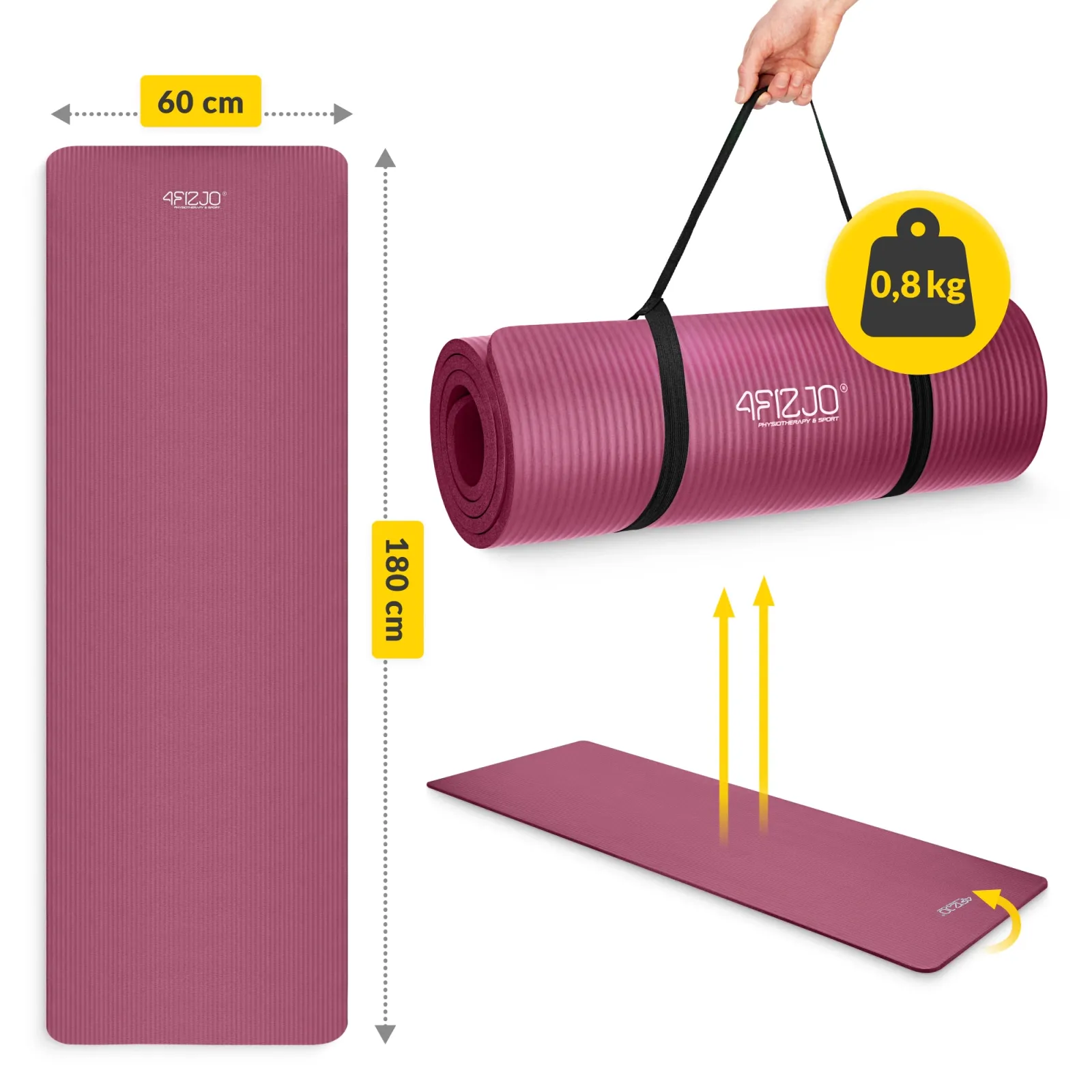 NBR fitneso ir jogos kilimėlis 180 × 60 × 1