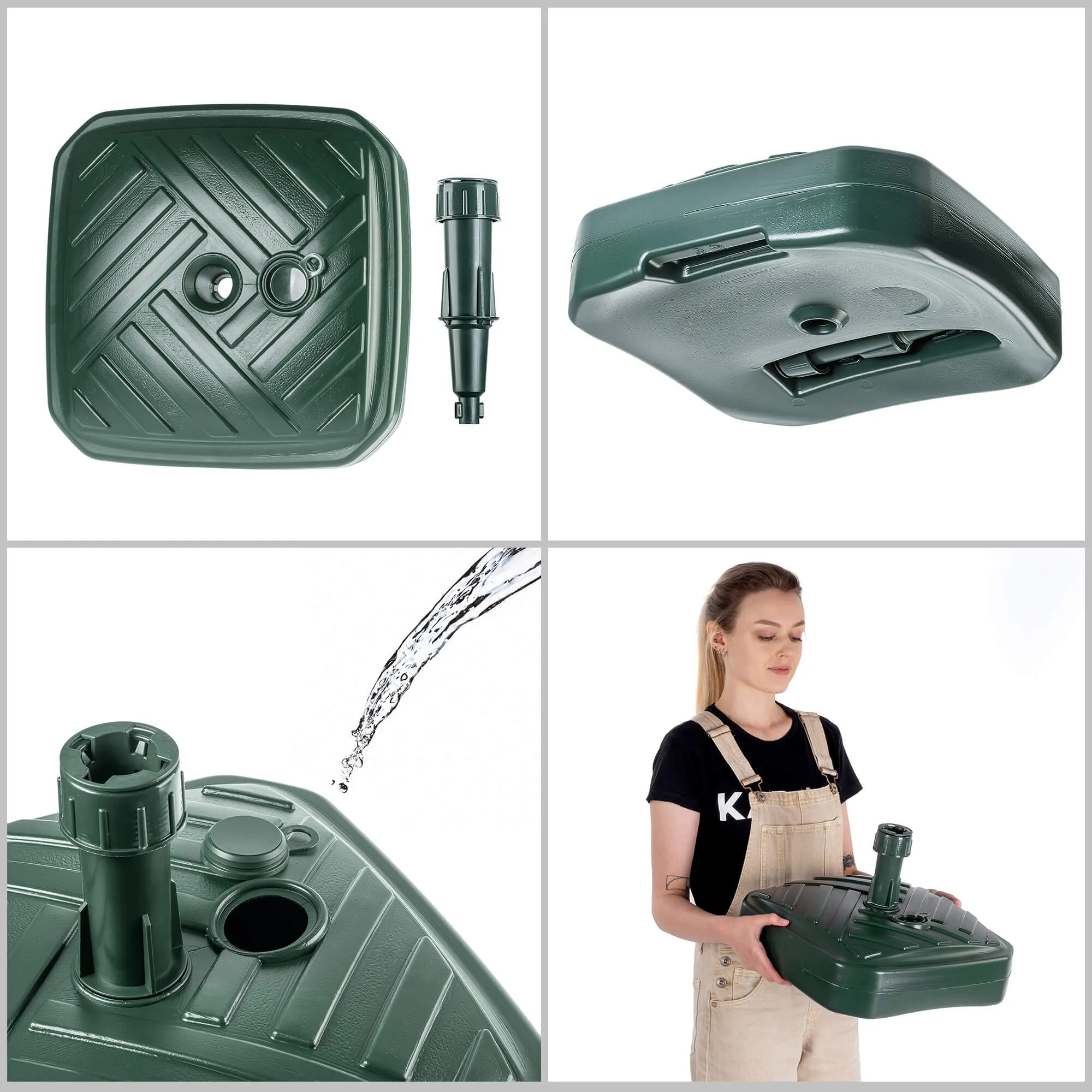 „Solero“ sodo skėčio pagrindas su juostelėmis, kvadratinis, žalias