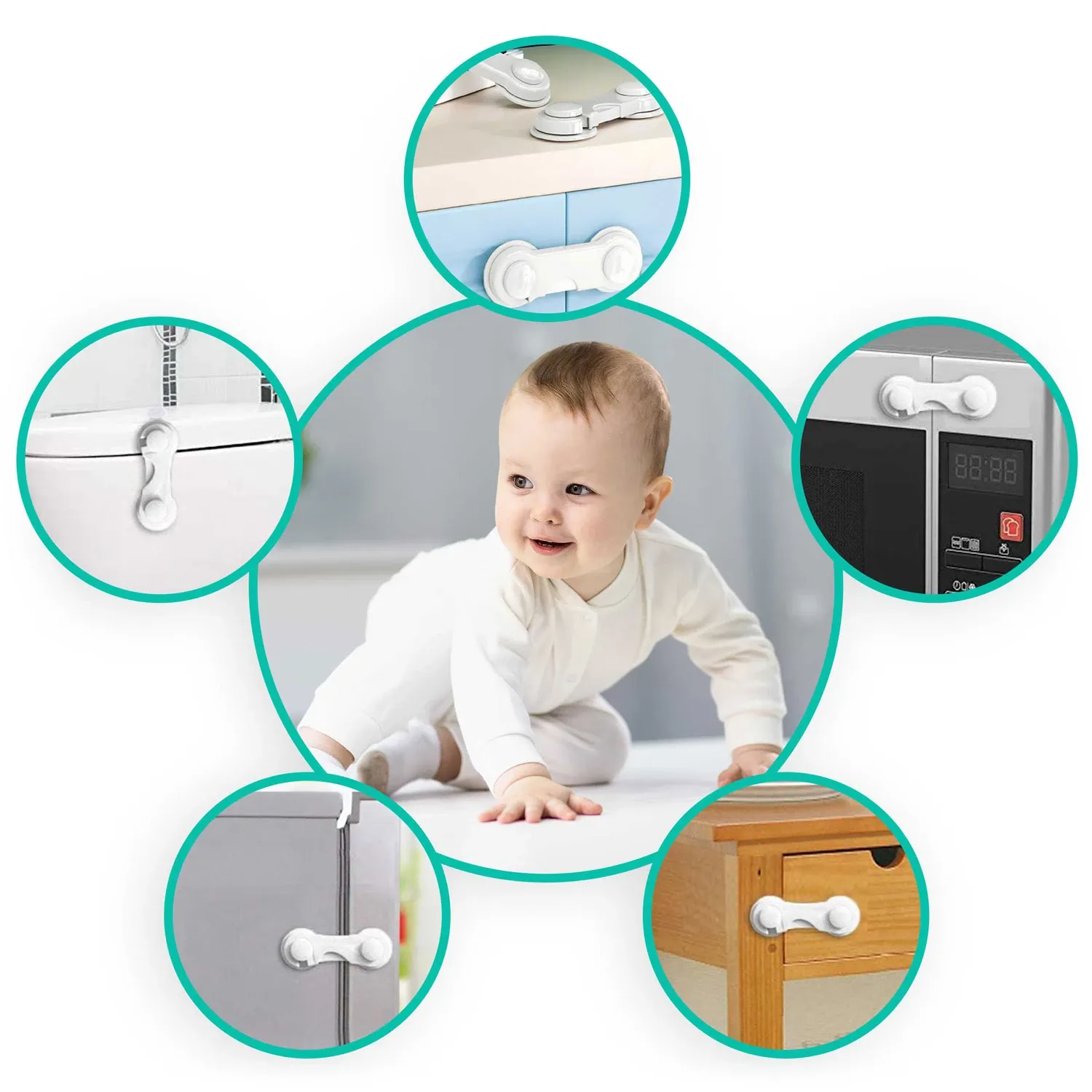 „Ricokids“ 798300 spintelės atidarymo apsaugos, 10 vnt., baltos - nuotrauka 1