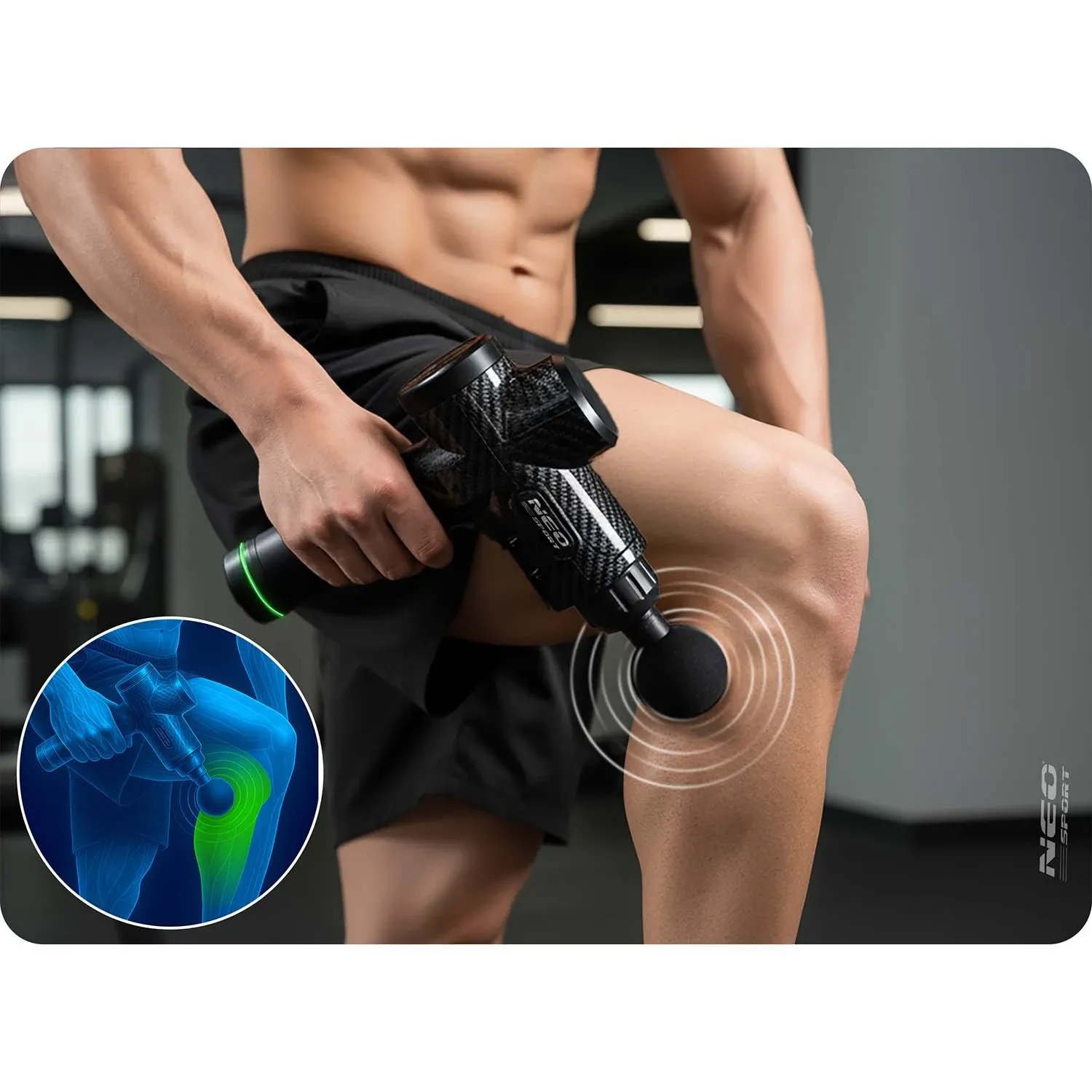 Kūno masažo pistoletas-masažuoklis 9 priedais NS-503 Neo-sport juodas - nuotrauka 1