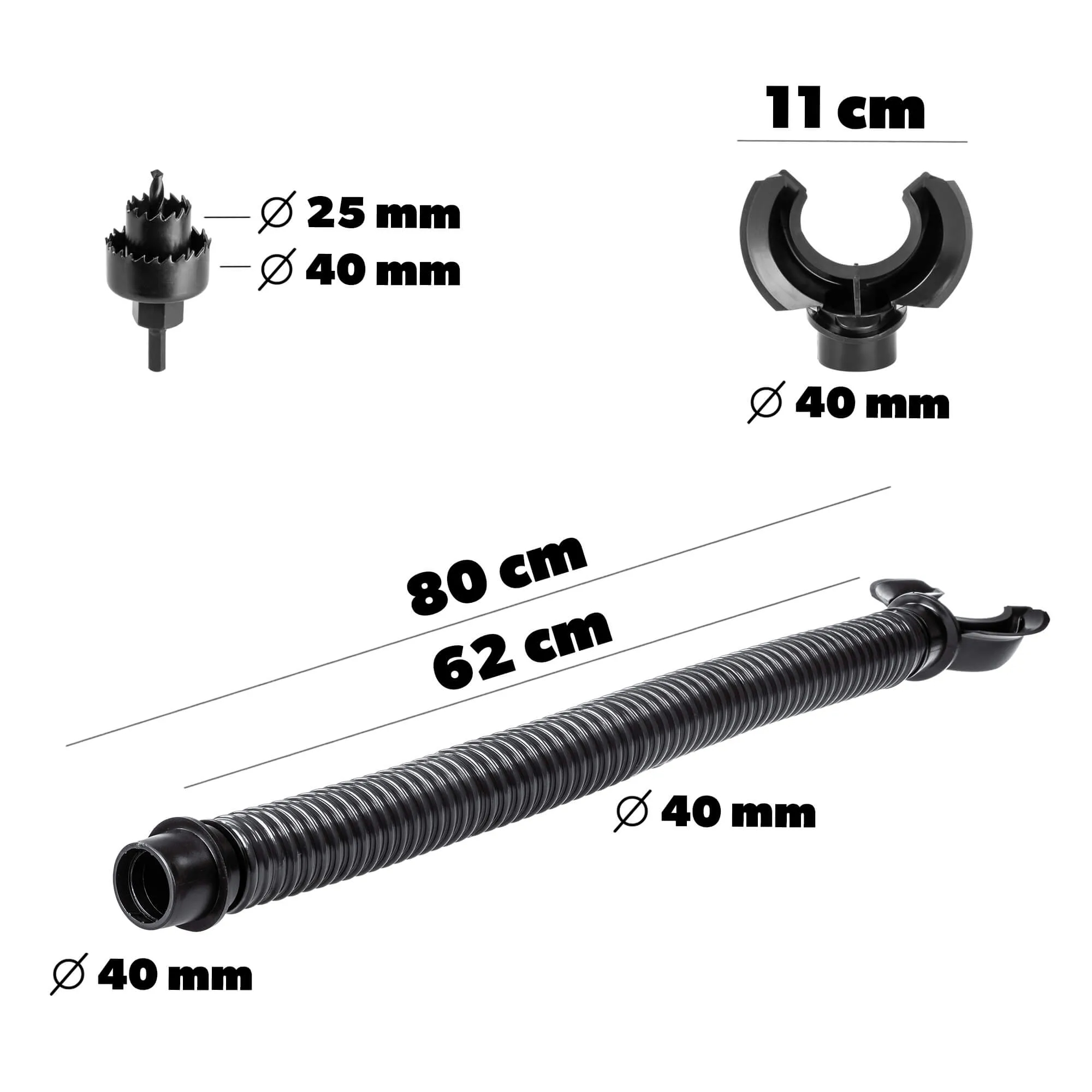 „Trest“ jungčių rinkinys 80 cm x 40 mm, juodas