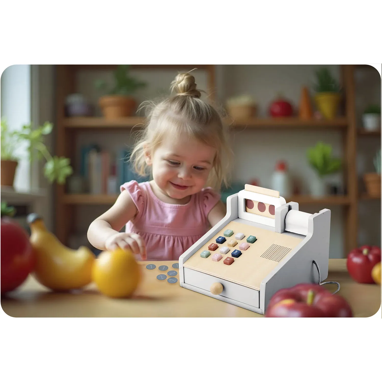 Medinis žaislinis kasos aparatas NK-863 Nukido - nuotrauka 1