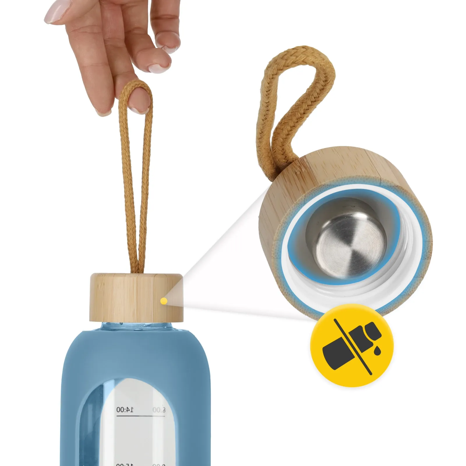 Stiklinis vandens butelis 1 l mėlynas