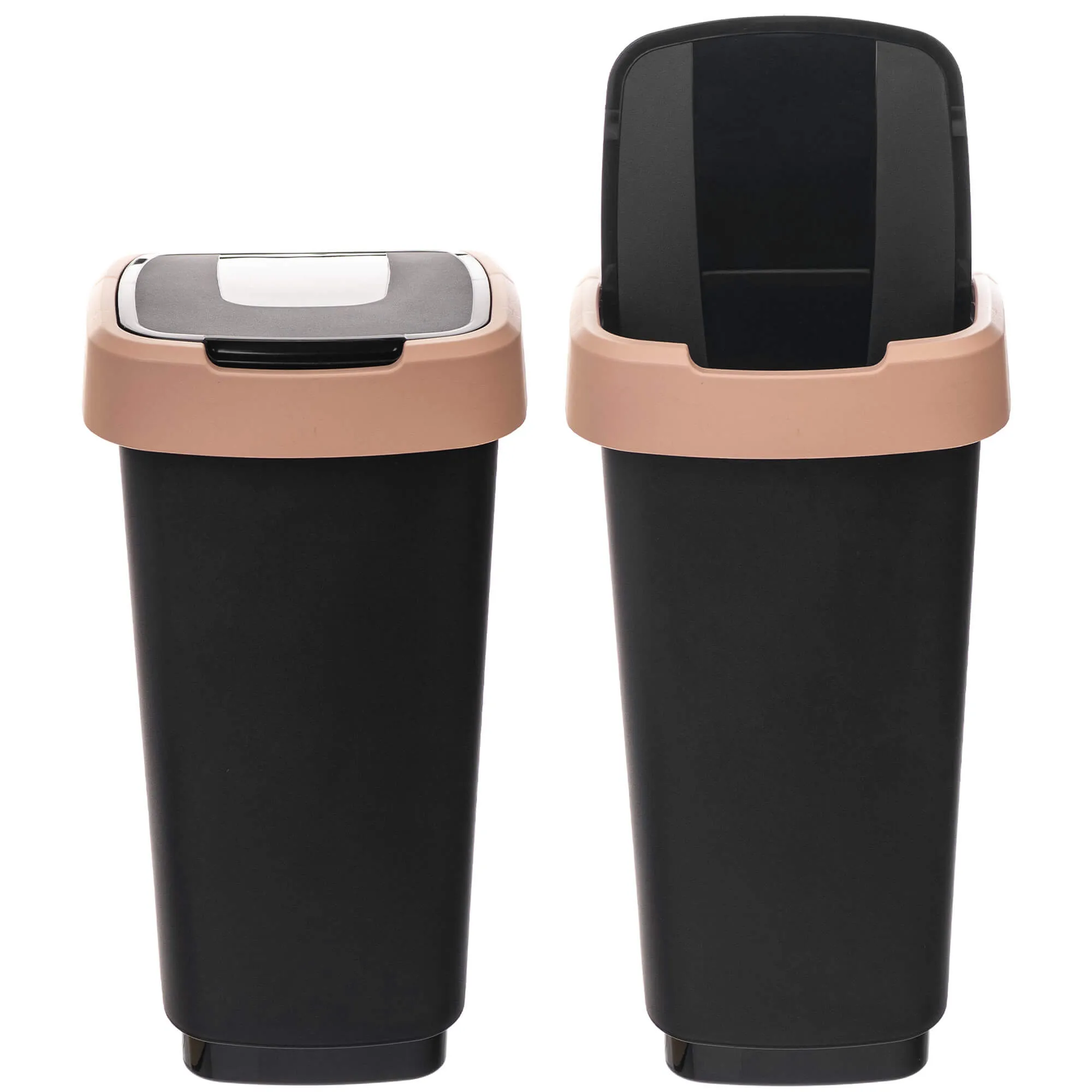 Morin 25 l šiukšliadėžė su besisukančiu dangčiu, juodos ir rudos spalvos