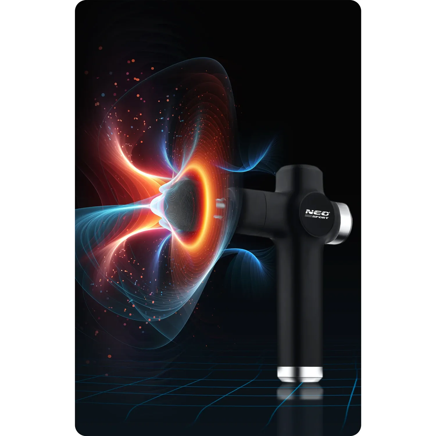 Kūno masažo pistoletas NS-501 Neo-sport juodas su 8 antgaliais - nuotrauka 1