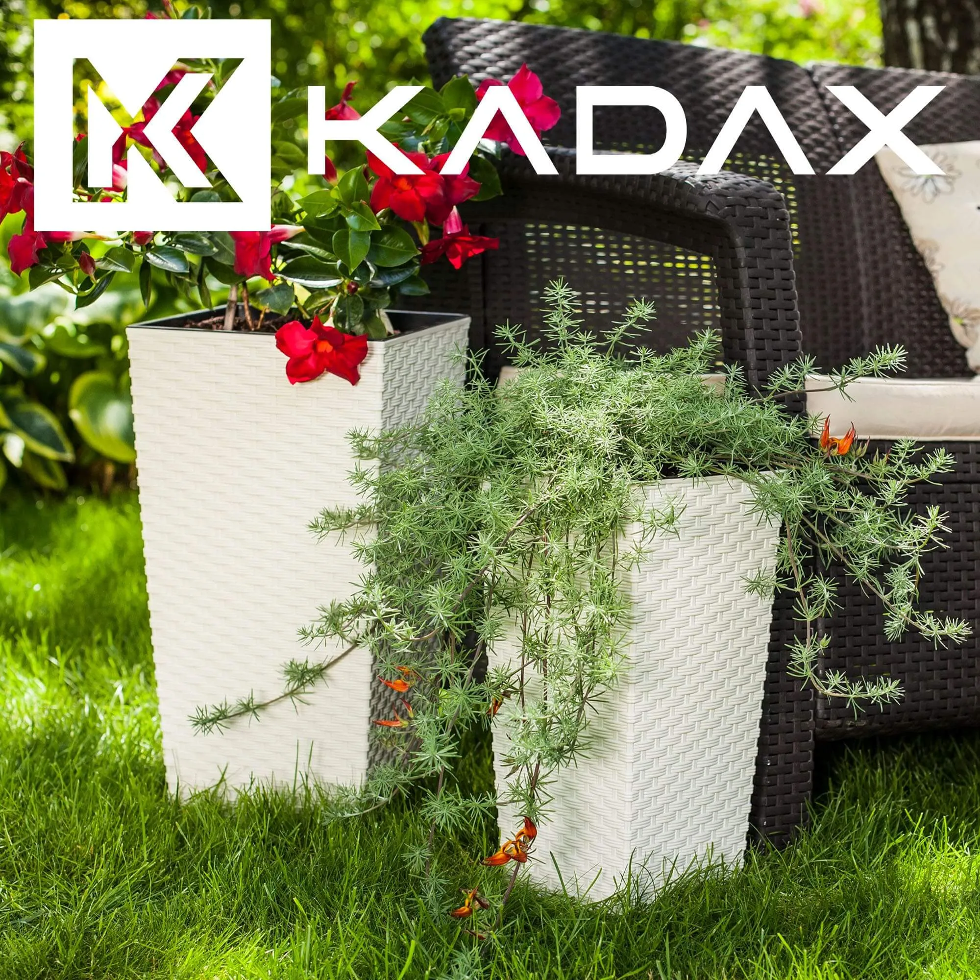 Pesaro rotango gėlių vazonas su įdėklu