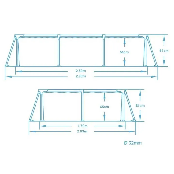 Karkasinis sodo baseinas 259x170x61 cm, 15 viename, „Bestway 56403N“ - nuotrauka 1