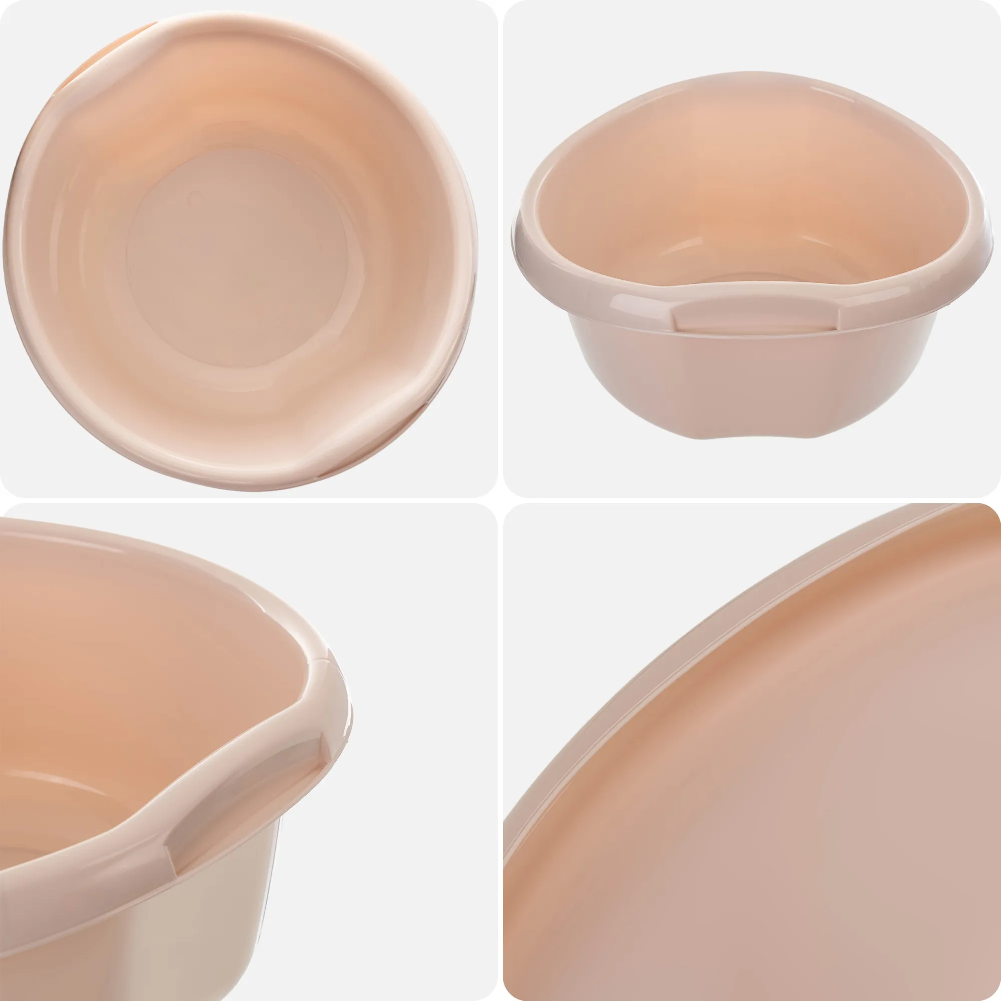 Plastikinis praustuvas su rankenomis Treix 10L, šviesiai smėlio spalvos