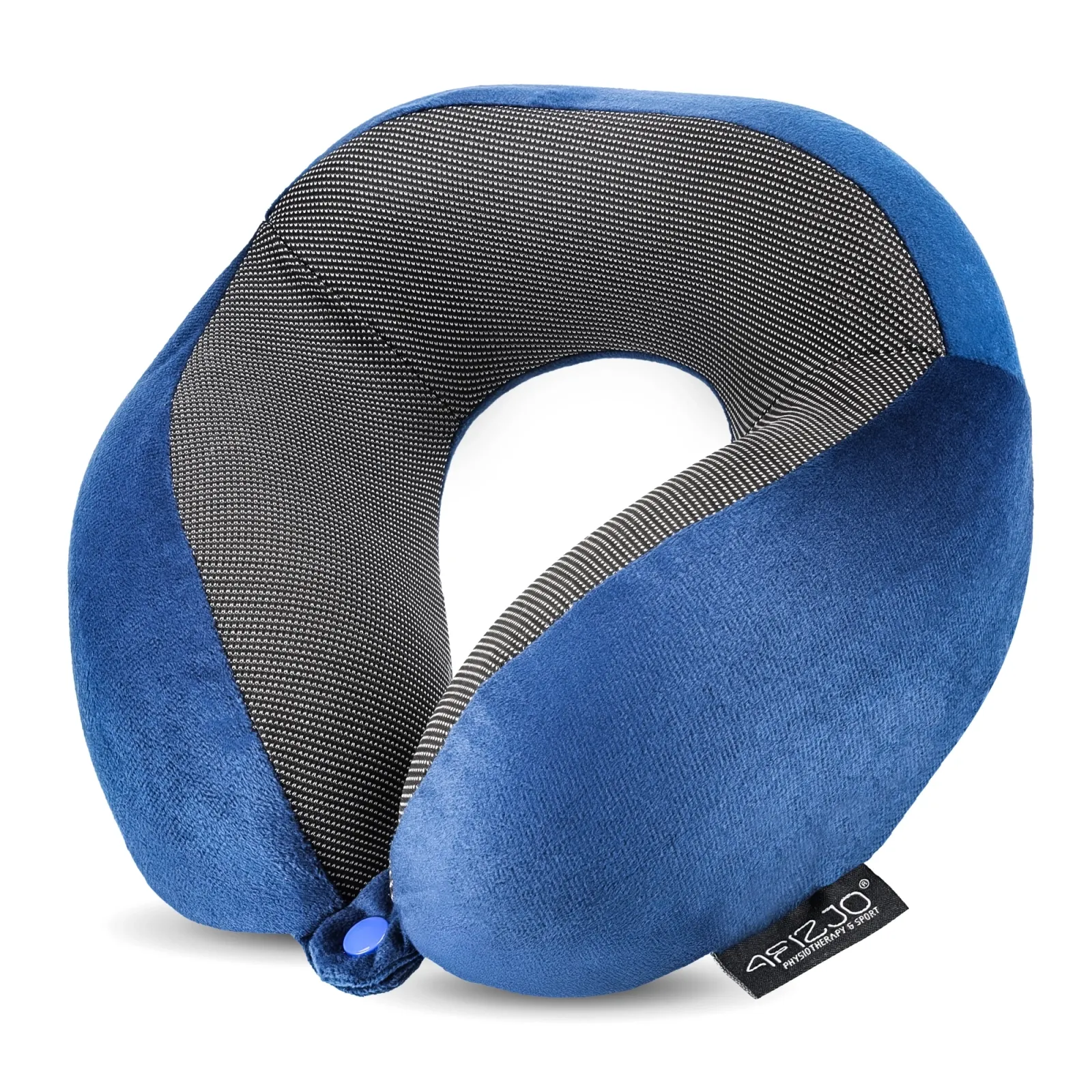 Tamsiai mėlyna kruasaninė kelioninė pagalvė miegui