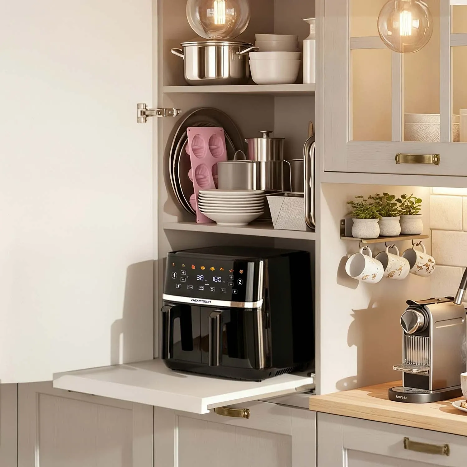 Didelė oro gruzdintuvė 10,2 l, XL dvigubos kameros, Berdsen BD-657, 1700 W, juoda - nuotrauka 1
