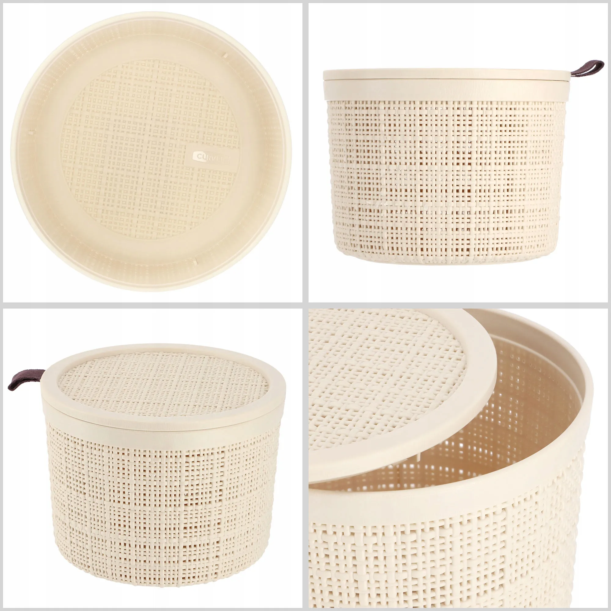 2 l „Curver“ džiuto apvalus krepšelis smulkiems daiktams, kreminės spalvos