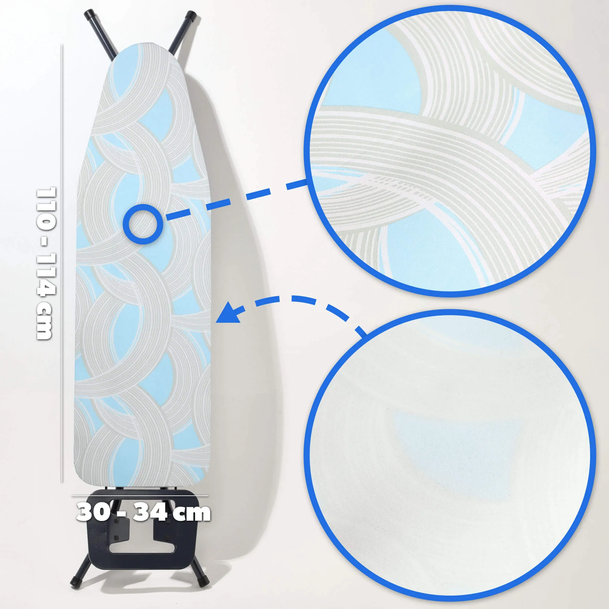 Lyginimo lentos užvalkalas 110x30cm UIS tamprus pagrindas pilkos linijos