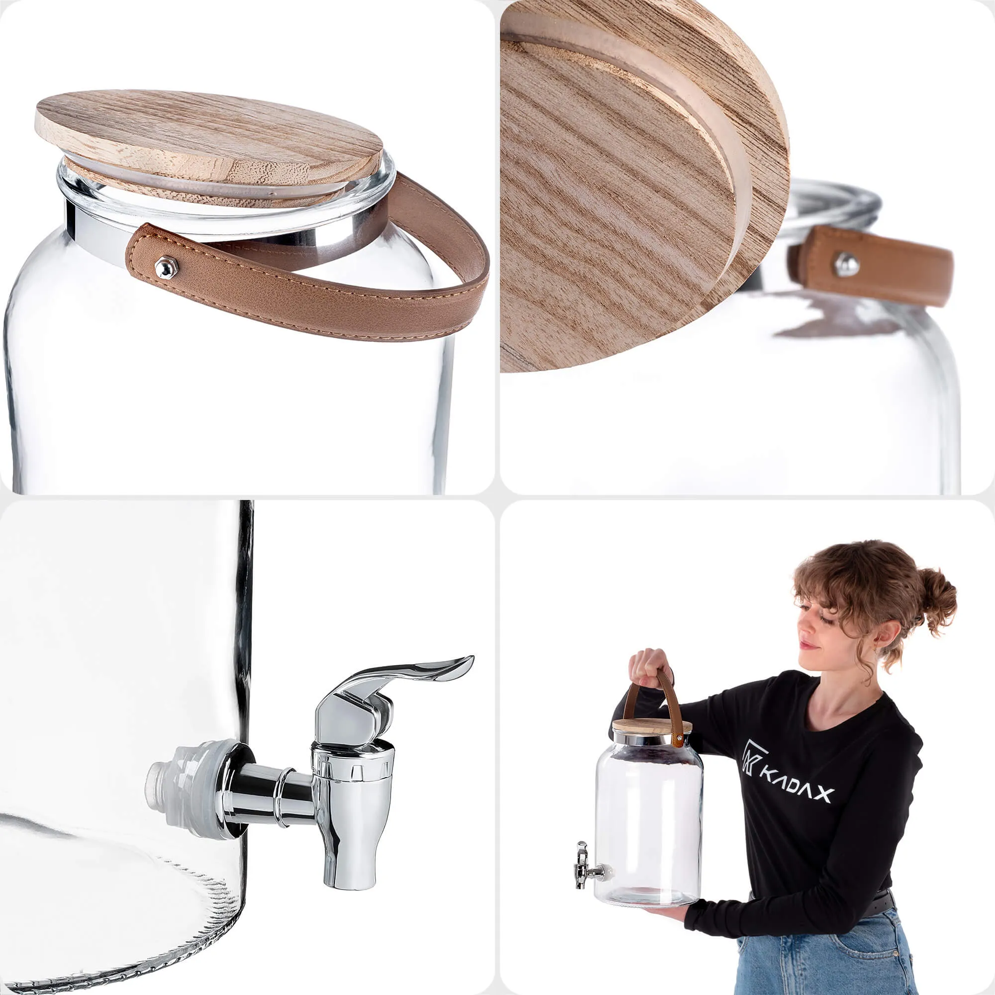 Stiklinis indas su čiaupu ir rankena Mandrioli 5,6 l