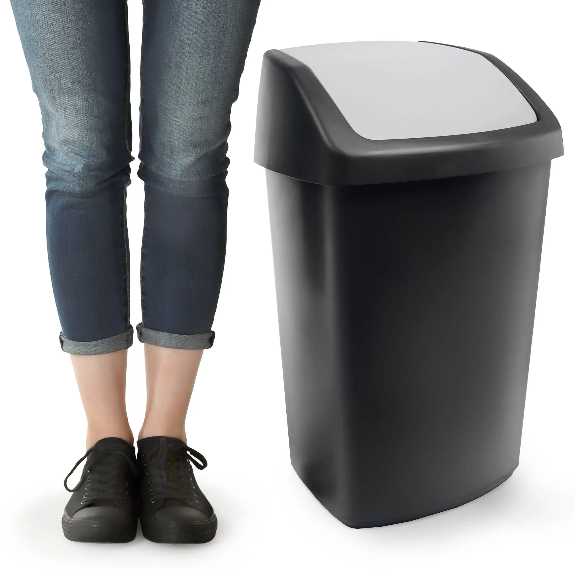 Curver šiukšliadėžė su atlenkiamu viršumi, juoda, 50 l