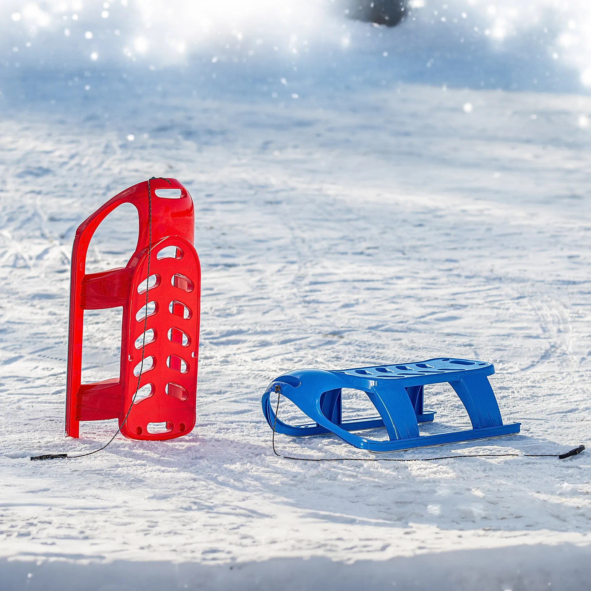 Piera plastikinės rogės vaikams, raudonos