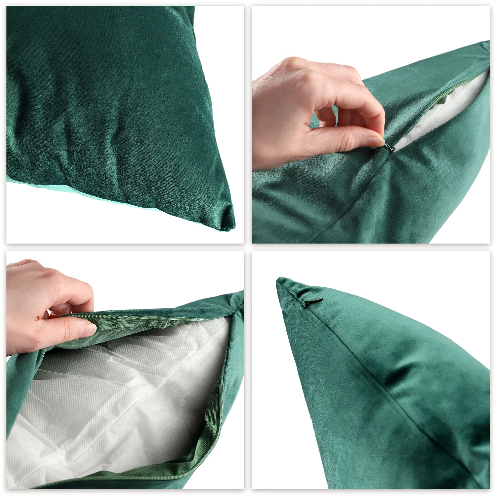 Dekoratyvinė aksominė pagalvė, žalia