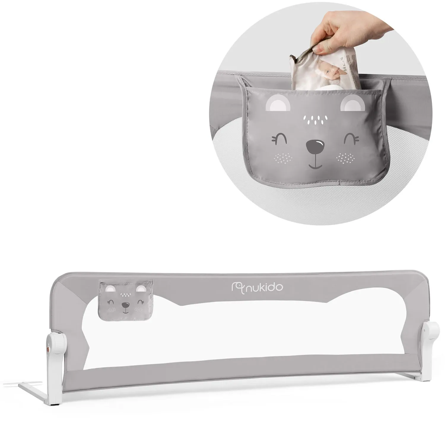 Apsauginis lovos turėklas 180 x 42 x 35 cm, Nukido pilkas - nuotrauka 1