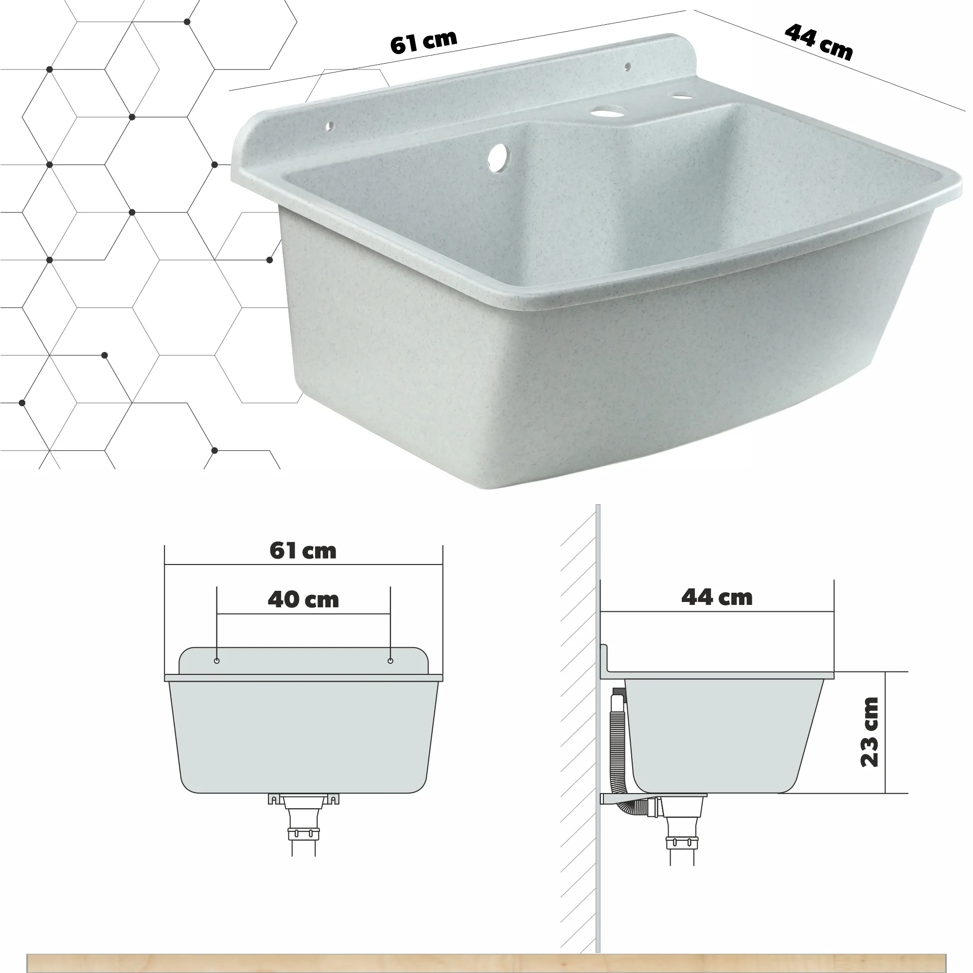 Gospo Maximus kriauklė su ištraukiamu čiaupu ir dozatoriumi, balta