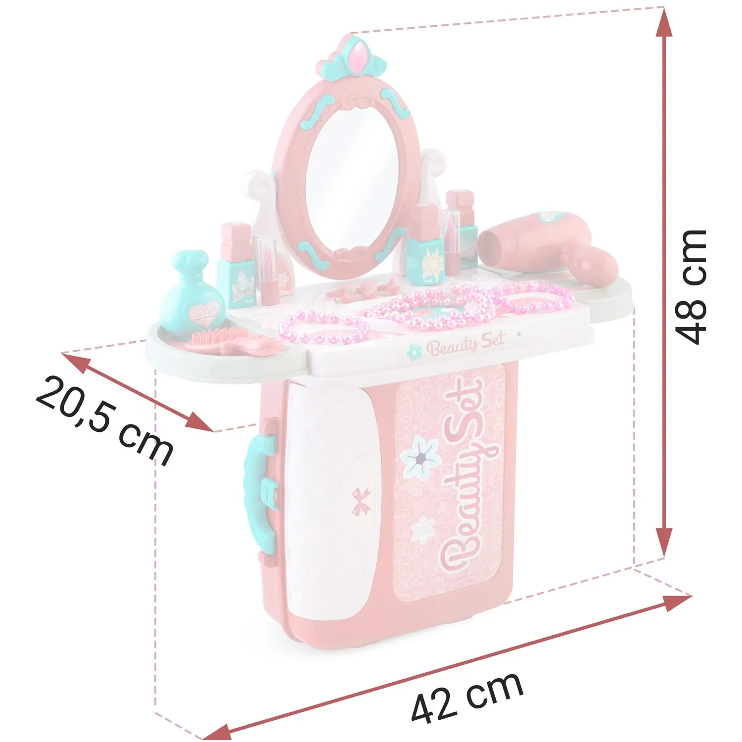 Tualetinis staliukas-lagaminas mergaitėms su veidrodžiu Ricokids 773300 - nuotrauka 1