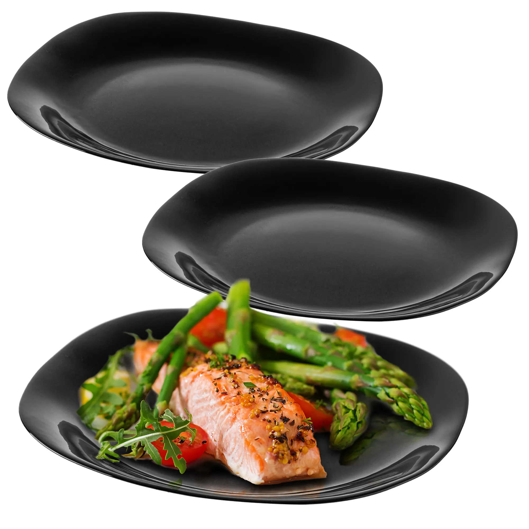 Juodos Moiano stiklinės lėkštės 28 x 25 cm, 3 vnt.