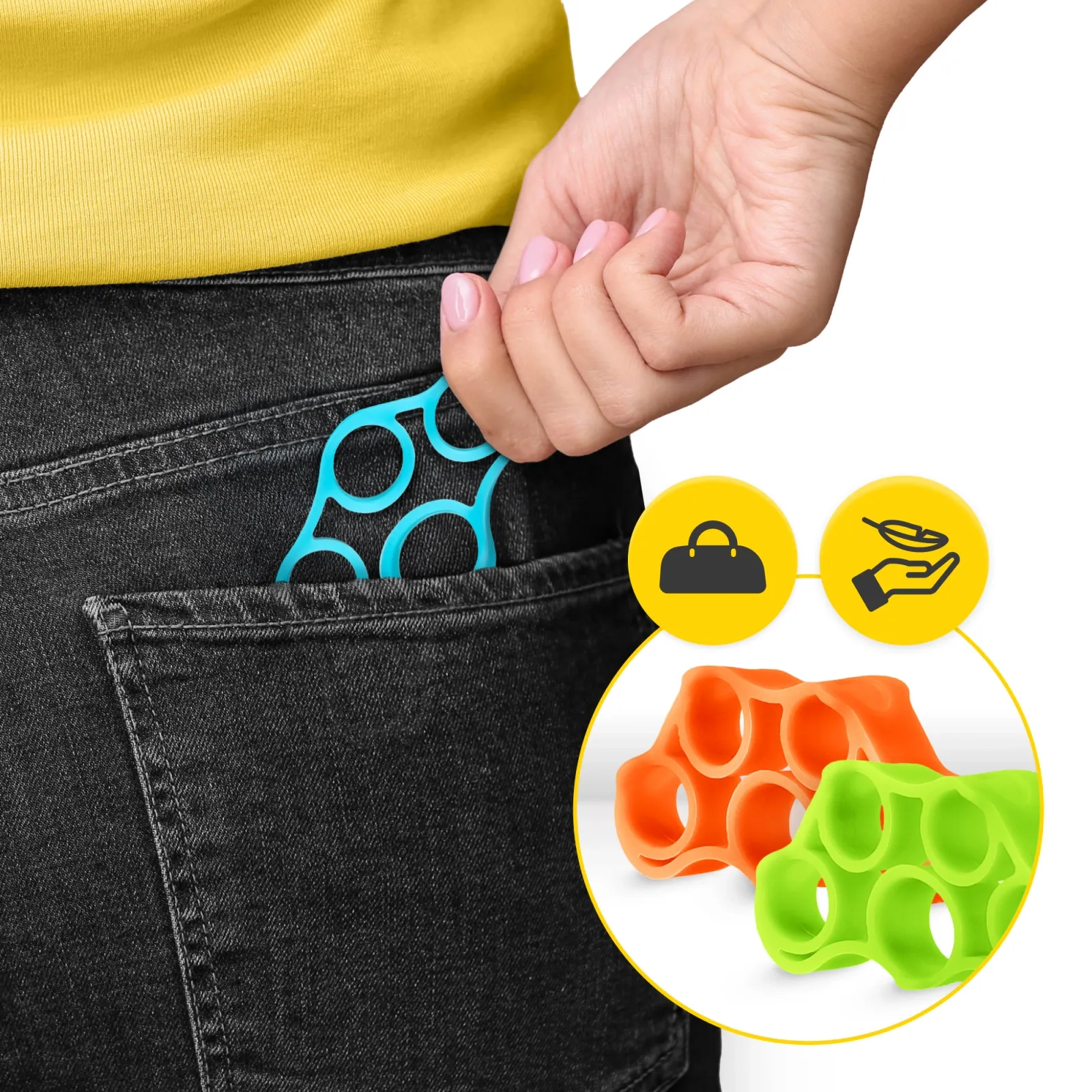 9 guminių juostų rinkinys rankų ir pirštų mankštai