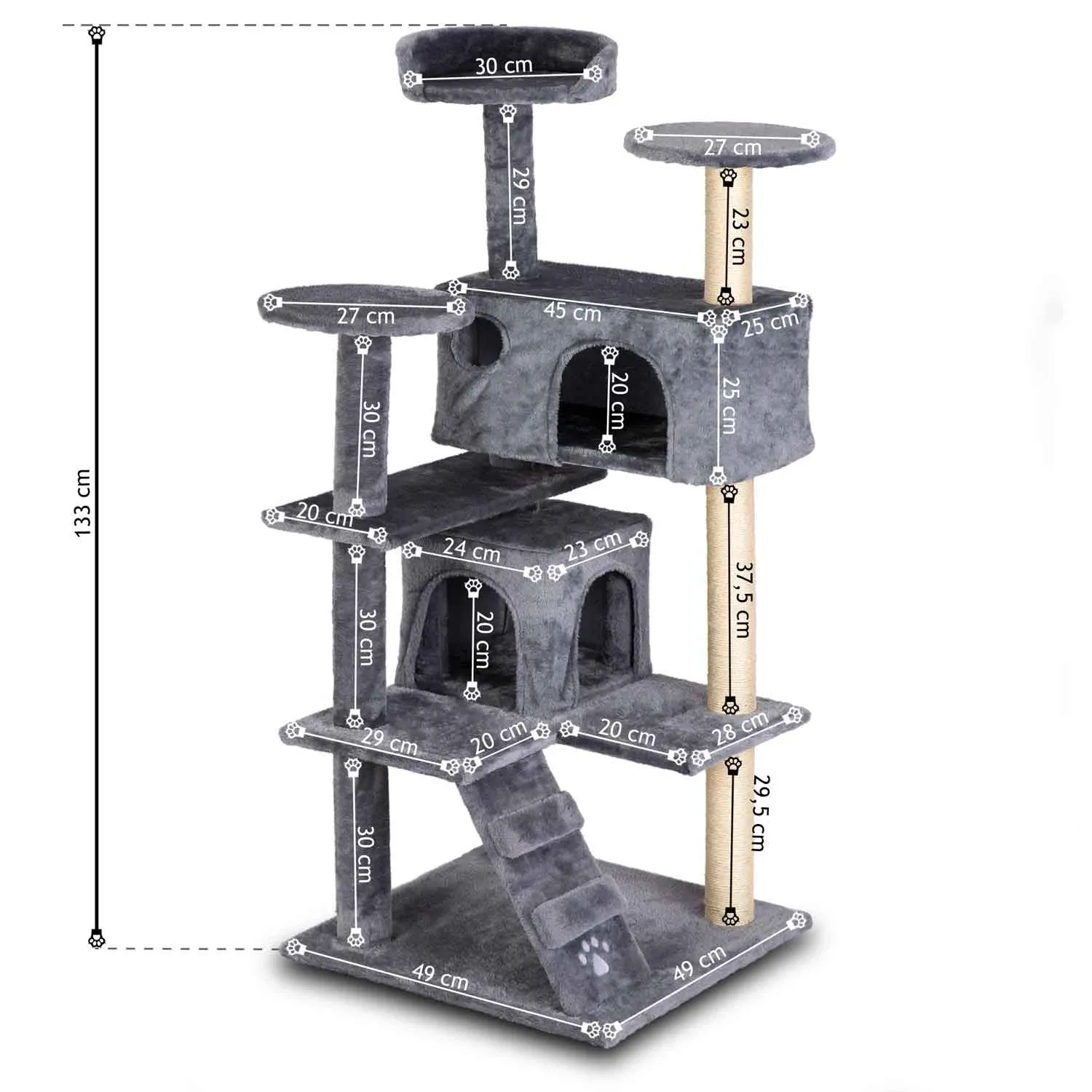 Katės draskyklė pilka 130 cm DR-212 pilka - nuotrauka 1