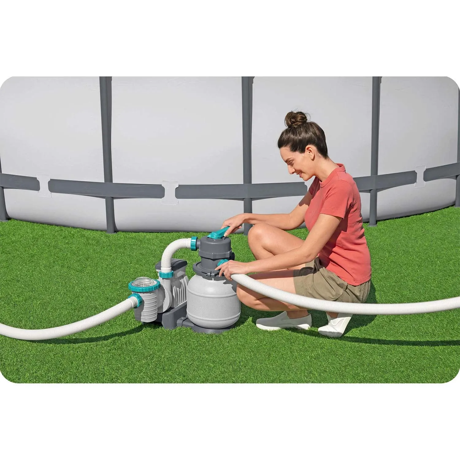 „Bestway 58497“ baseino smėlio pompa + filtro kamuoliukai, 6056 l/val. - nuotrauka 1
