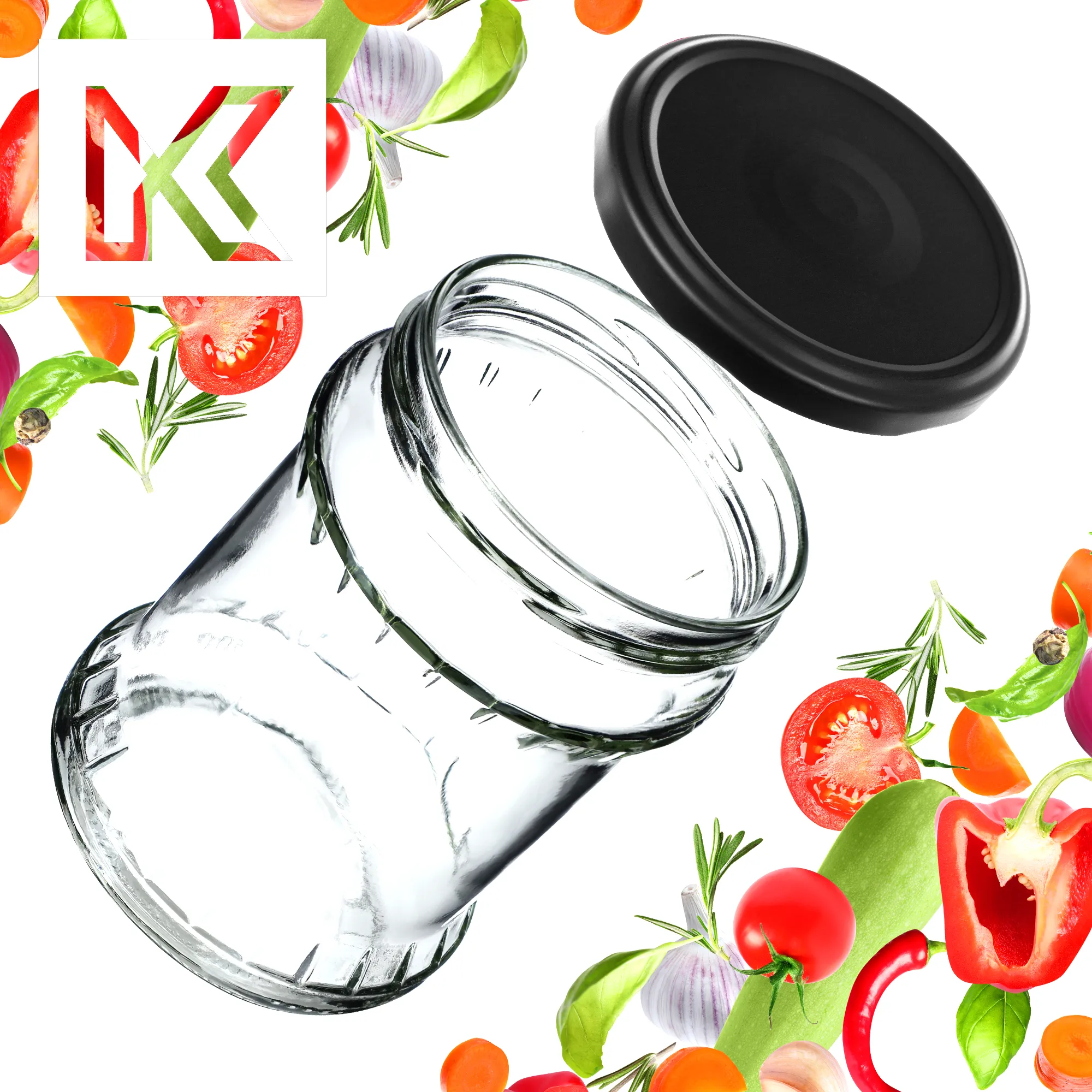 Kisko konservavimo stiklainiai 500 ml 48 vnt. 82 mm + dangteliai „Matinės juodos spalvos“