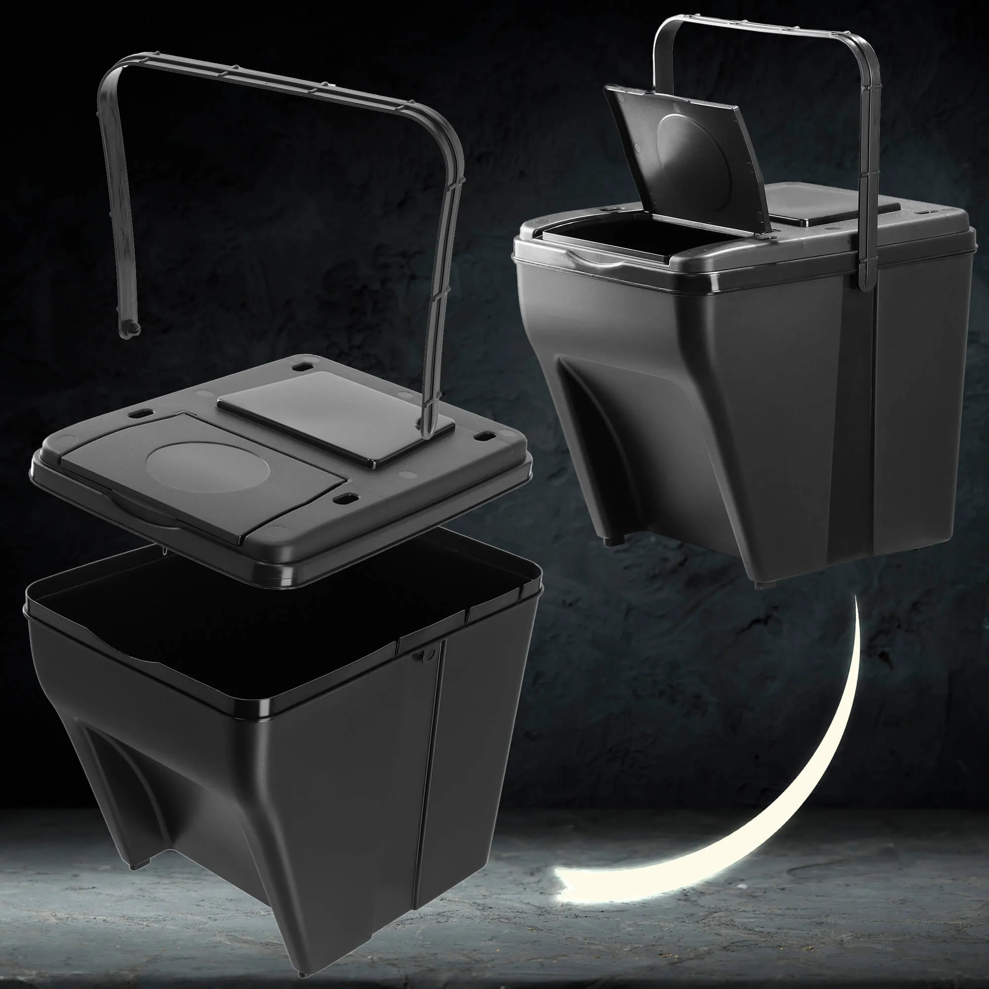 Arbol šiukšliadėžės su rankena + etiketėmis, 25 l, 3 vnt.