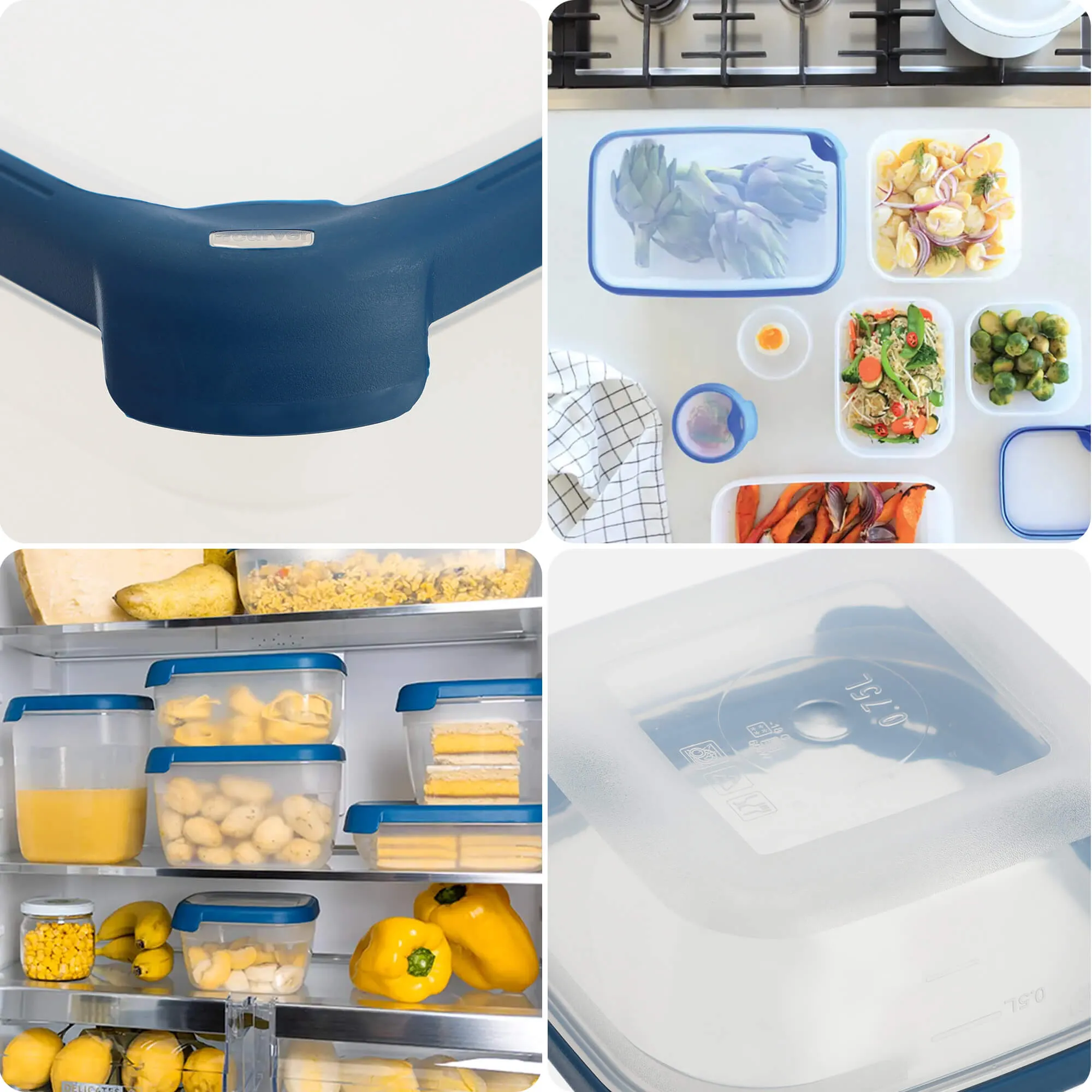 Stačiakampis indas 0,75 l Curver Grand Chef Eco Line, mėlynas 7 cm