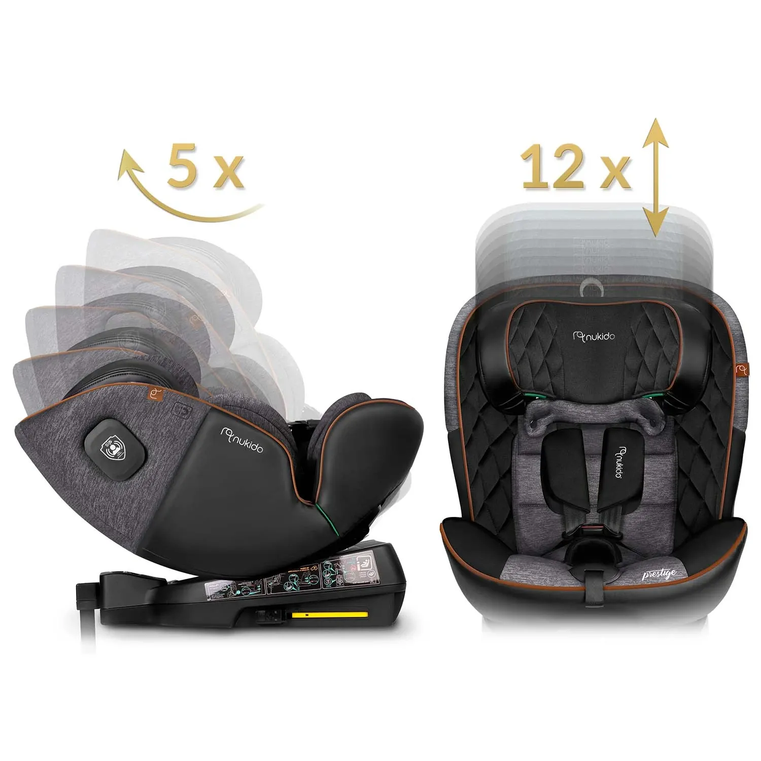 „Nukido Prestige Line“ juodos ir pilkos spalvos automobilinė kėdutė, 0-36 kg, su ISOFIX sistema - nuotrauka 1