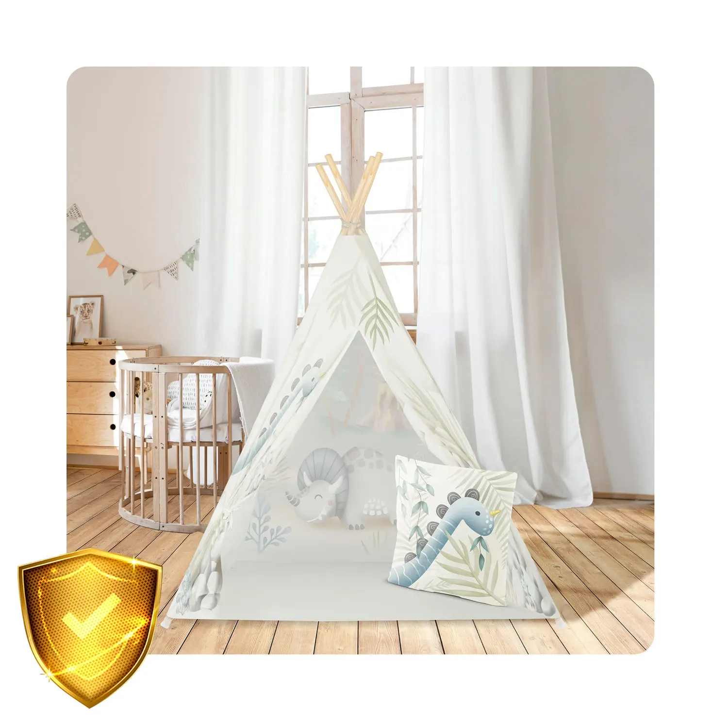 Nukido tipi palapinė vaikams – dinozaurai - nuotrauka 1