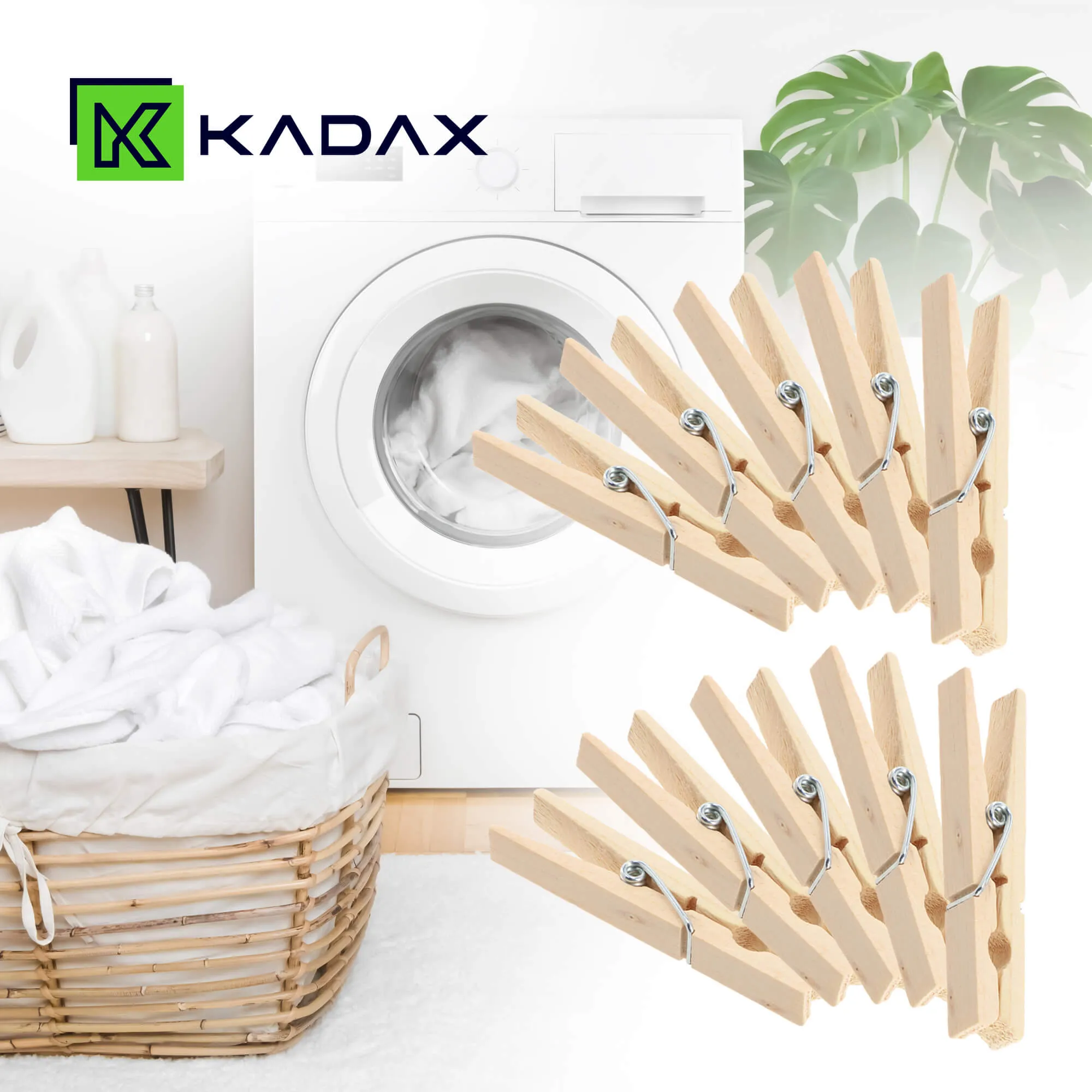 Mediniai skalbinių segtukai, rudi, 10 vnt.