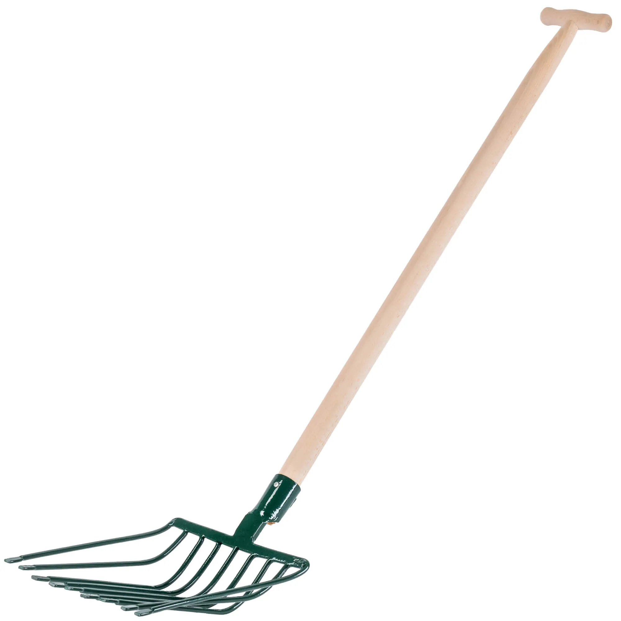 Vialle 9 dantų metalinė šakutė 131 cm, žalia