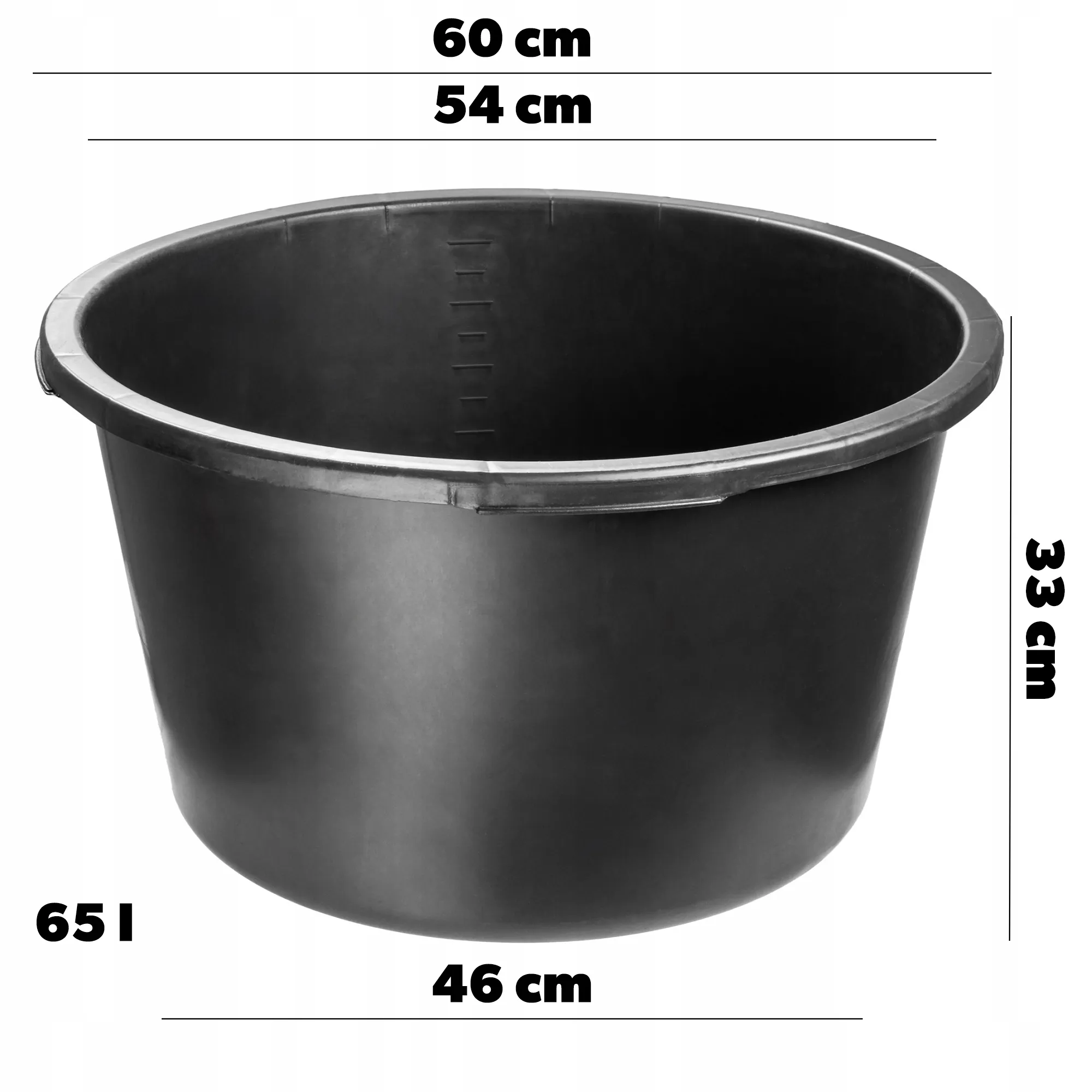 Apvalus statybinis konteineris 65 l, juodas