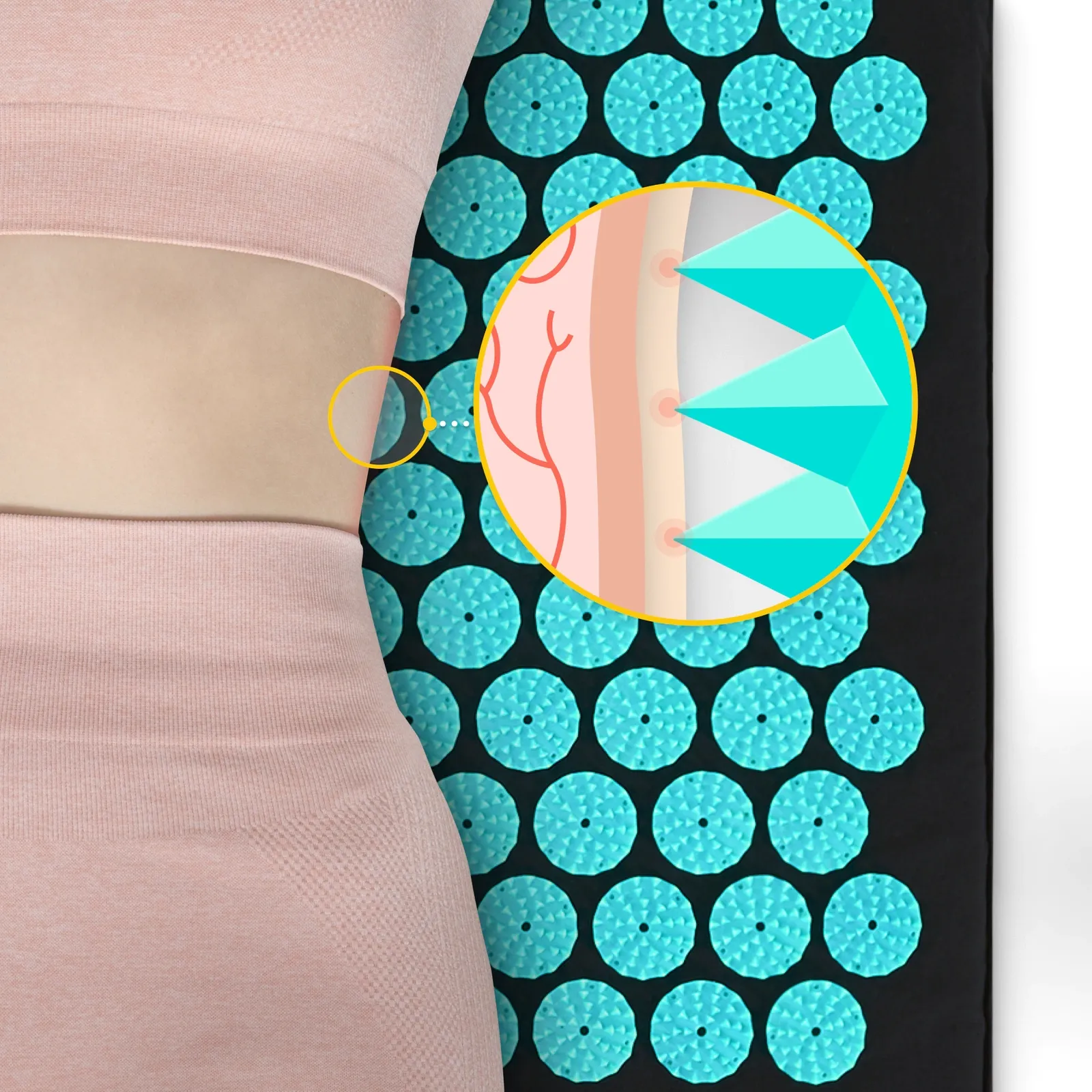 Klasikinis mėlynas akupresūros kilimėlis su pagalvėle