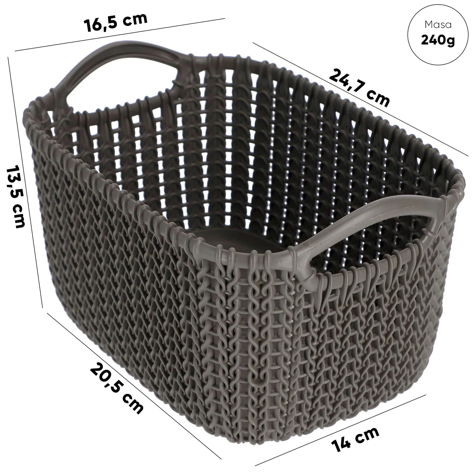 3L „Curver“ megztas krepšelis su rankenomis, rudas