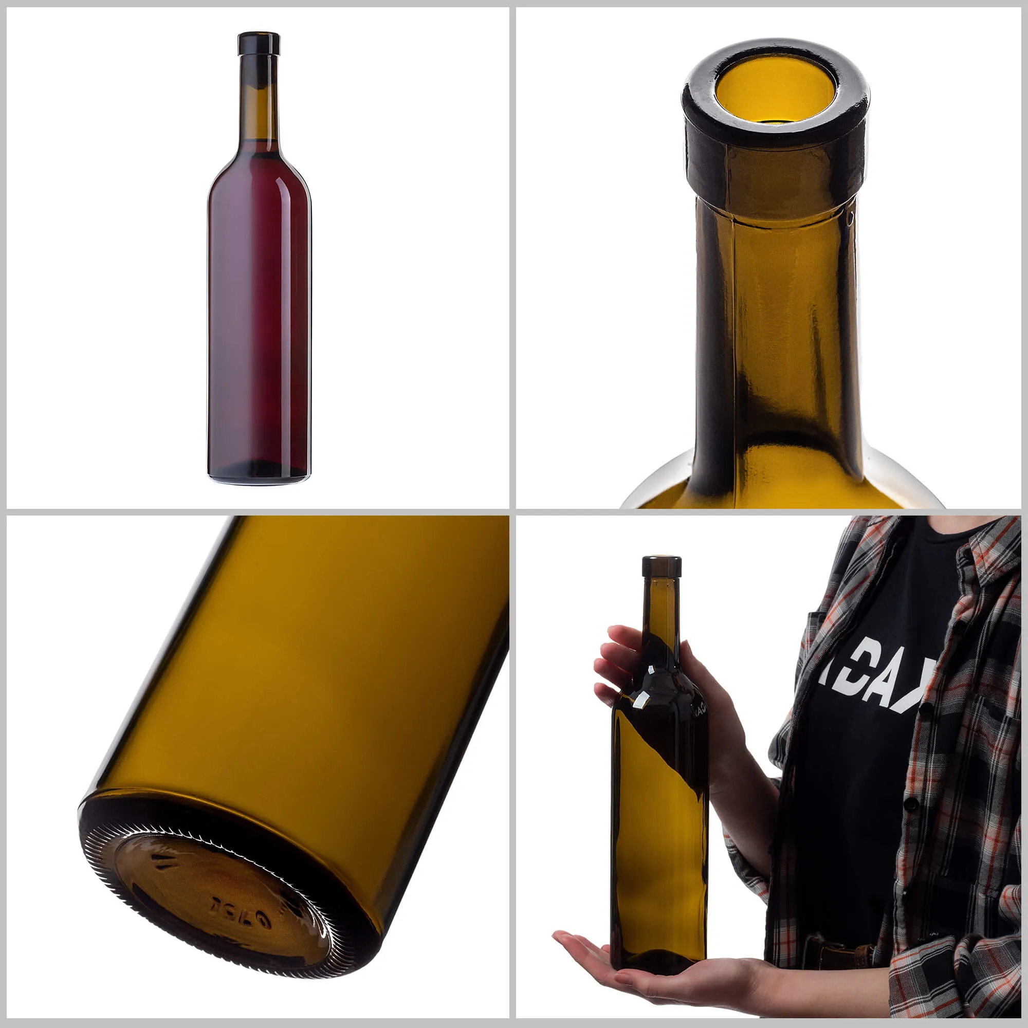 Biagio vyno buteliai 750 ml alyvuogių spalvos be kamščio, 10 vnt.