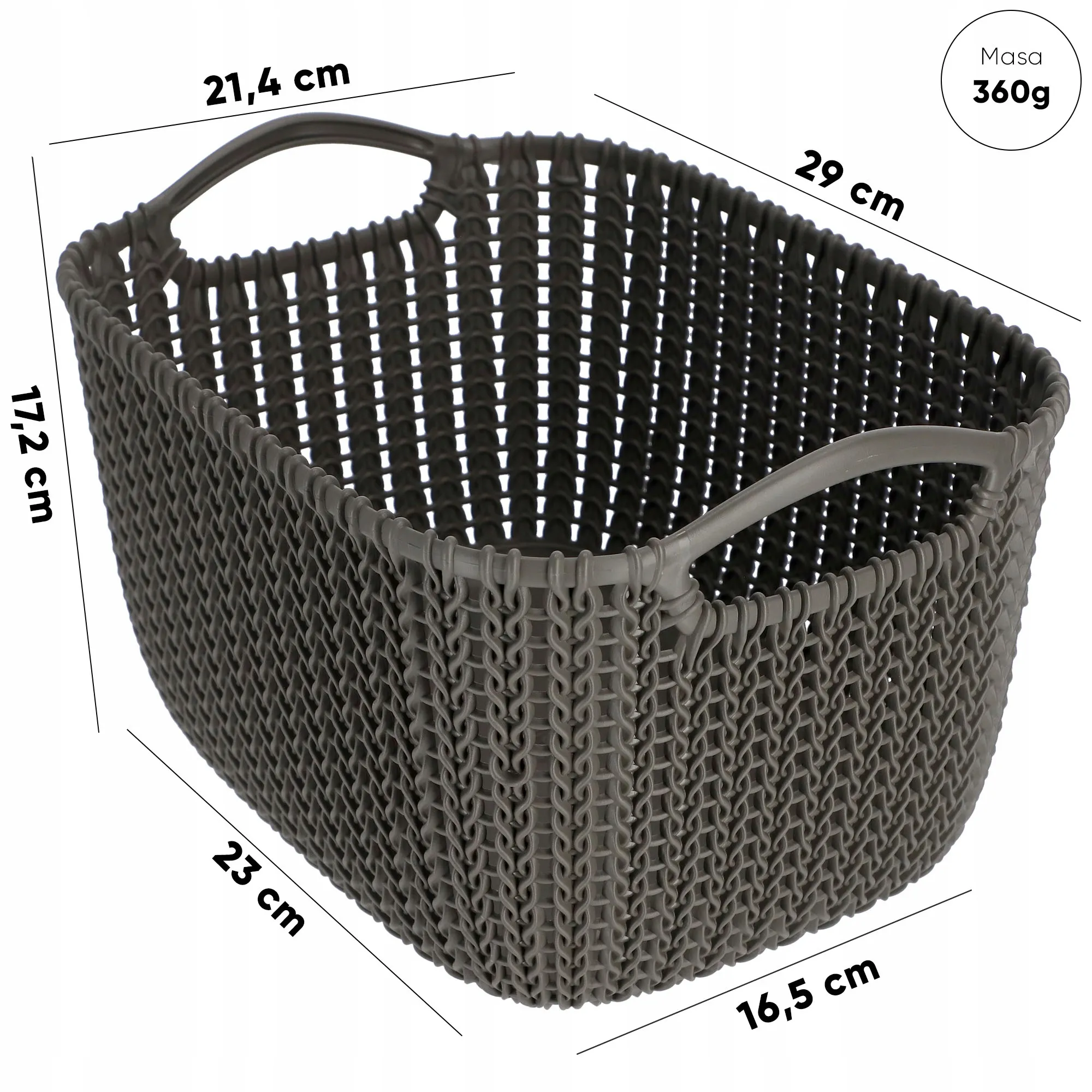 Stačiakampis krepšelis 8L Curver Knit, rudas