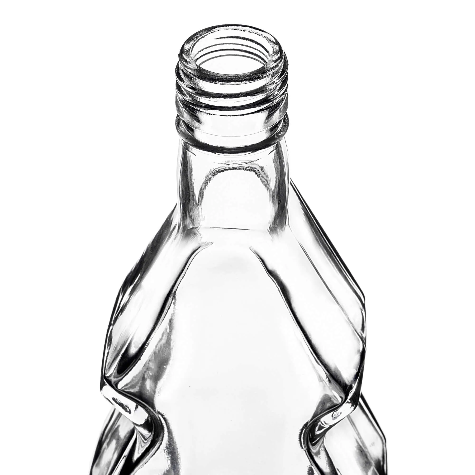 Enna kalėdinės eglutės formos stiklinis butelis 500 ml su raudonu dangteliu 1 vnt.