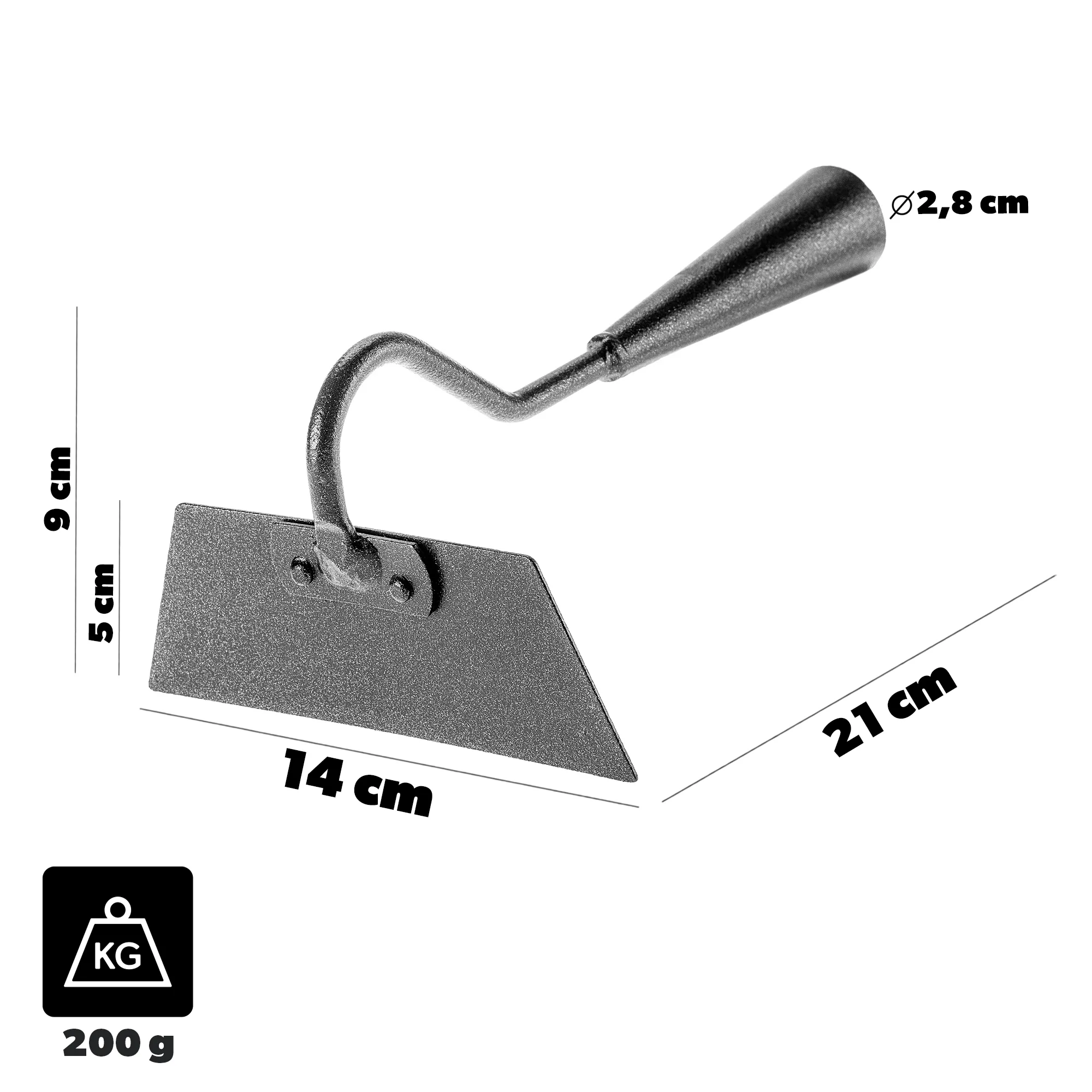 Indre trapecijos formos kabliukas 14 cm be rankenos
