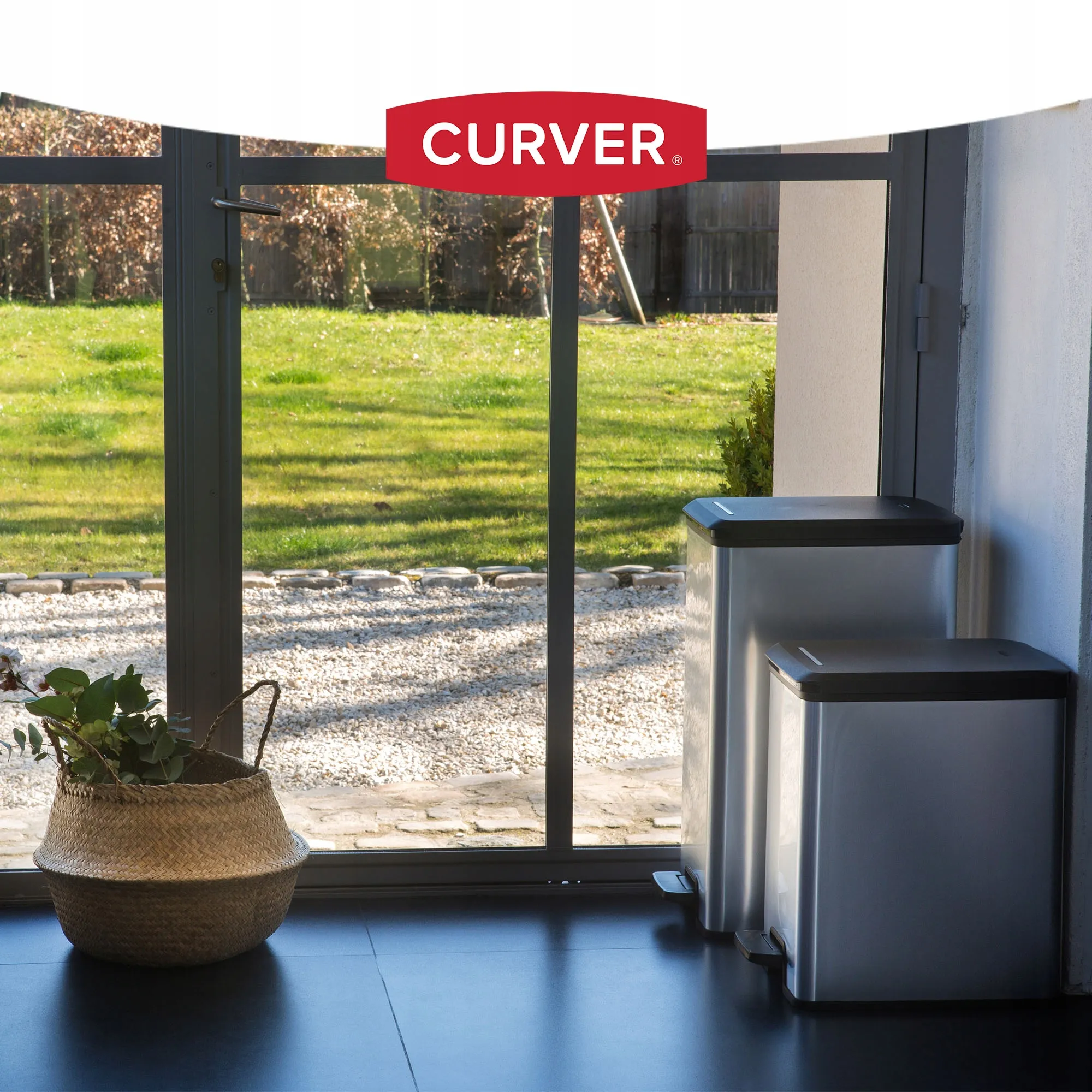 Curver Slim šiukšliadėžė 40 l, sidabrinė