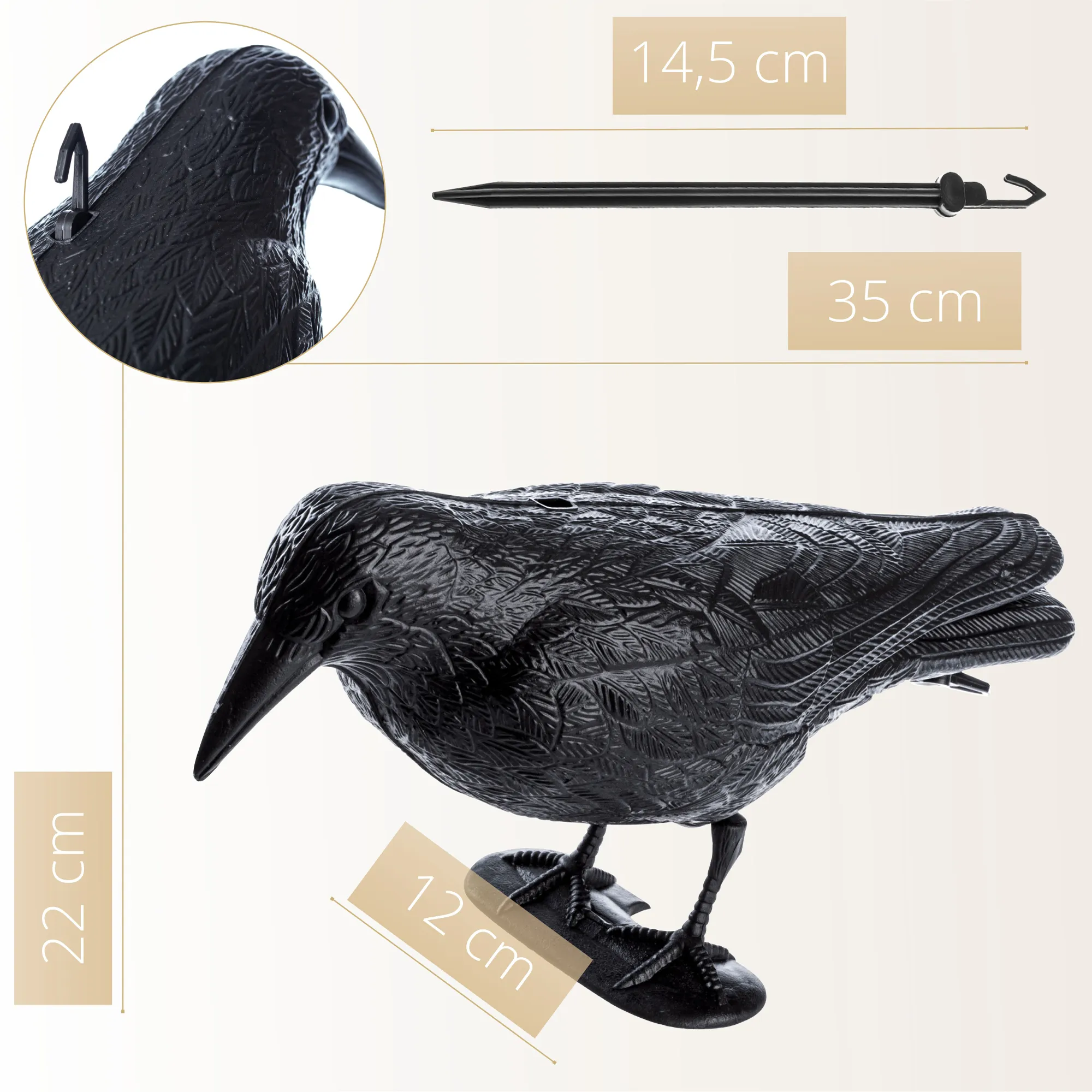 Paukščių baidyklė „Black Raven Krokom“, juoda, 2 vnt.